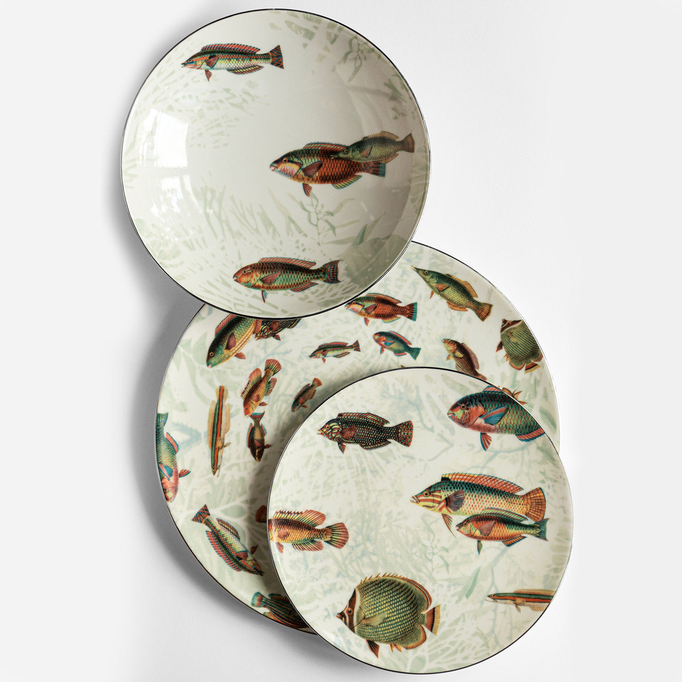 Amami Set Of 2 Porcelain Dessert Plates With Tropical Fish #3 - Alternative view 1