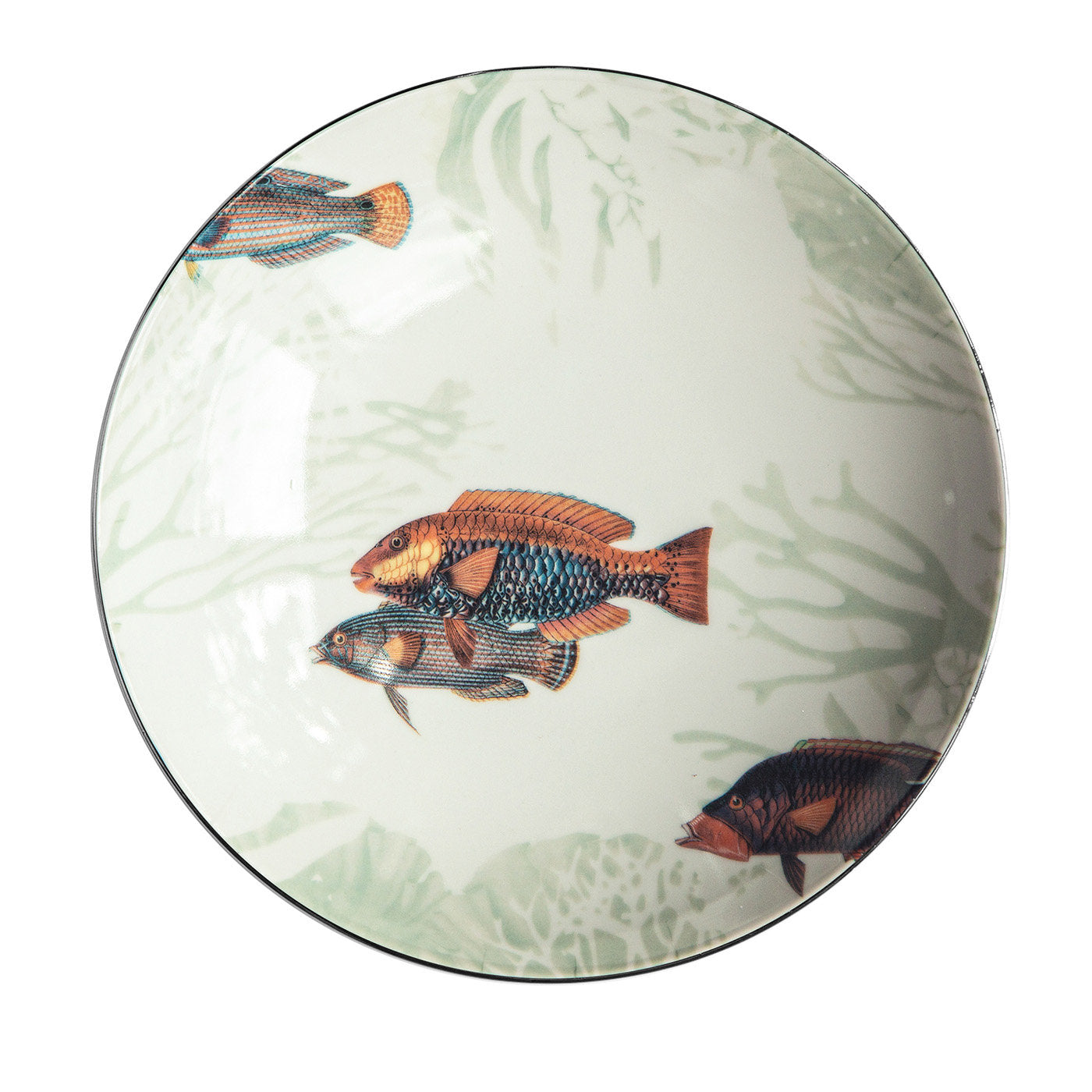 Plato hondo de porcelana Amami con pez tropical #1 - Vista principal