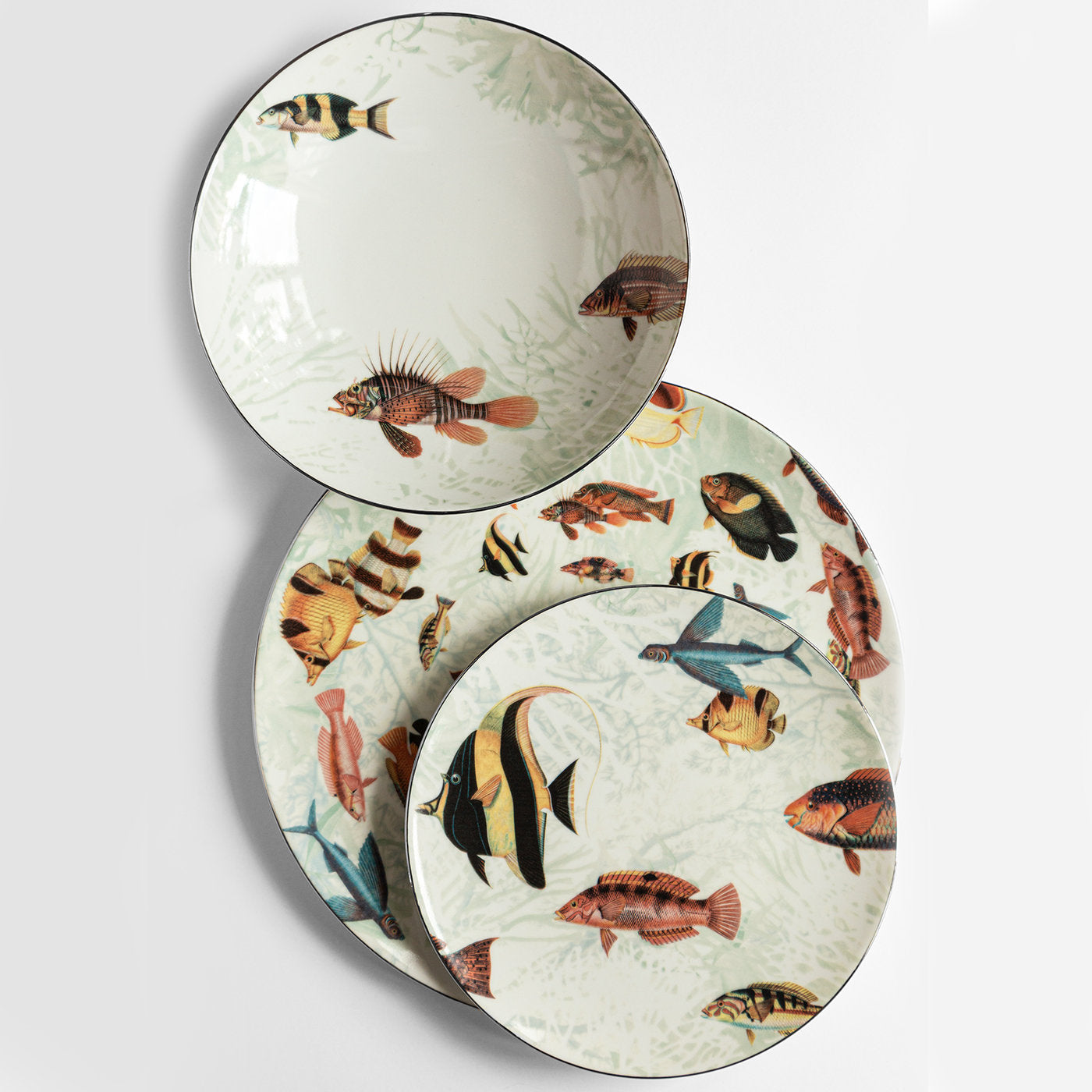 Plato hondo de porcelana Amami con pez tropical #4 - Vista alternativa 1