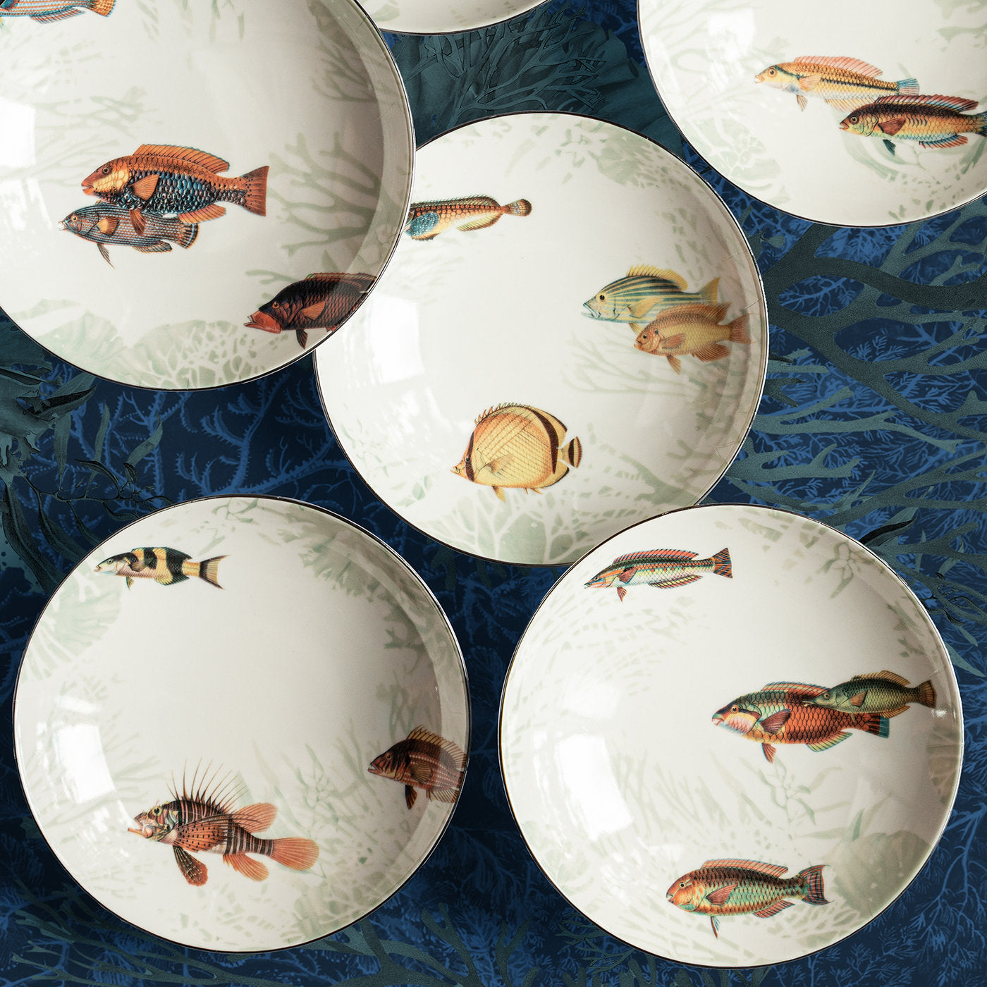 Plato hondo de porcelana Amami con pez tropical #4 - Vista alternativa 2