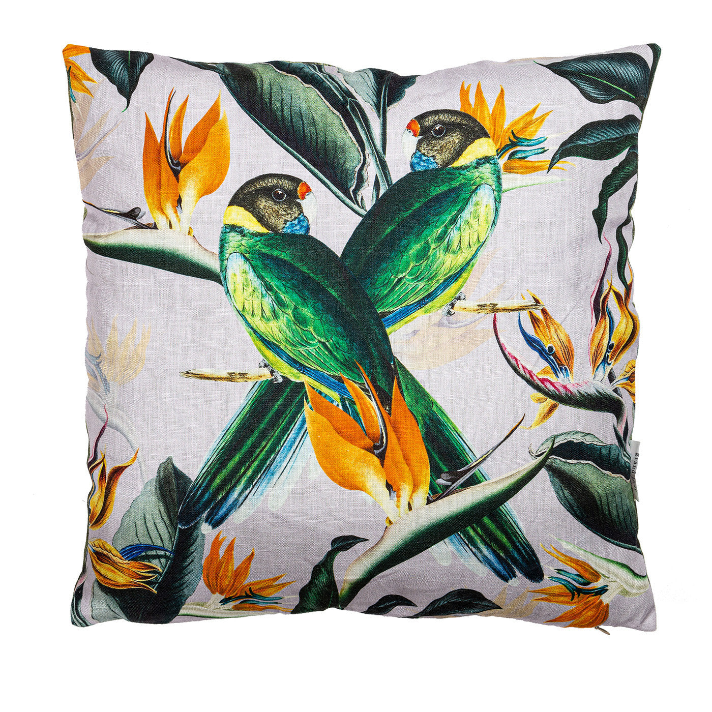 Animalia Linen Cushion With Parrots And Strelitzias - Main view