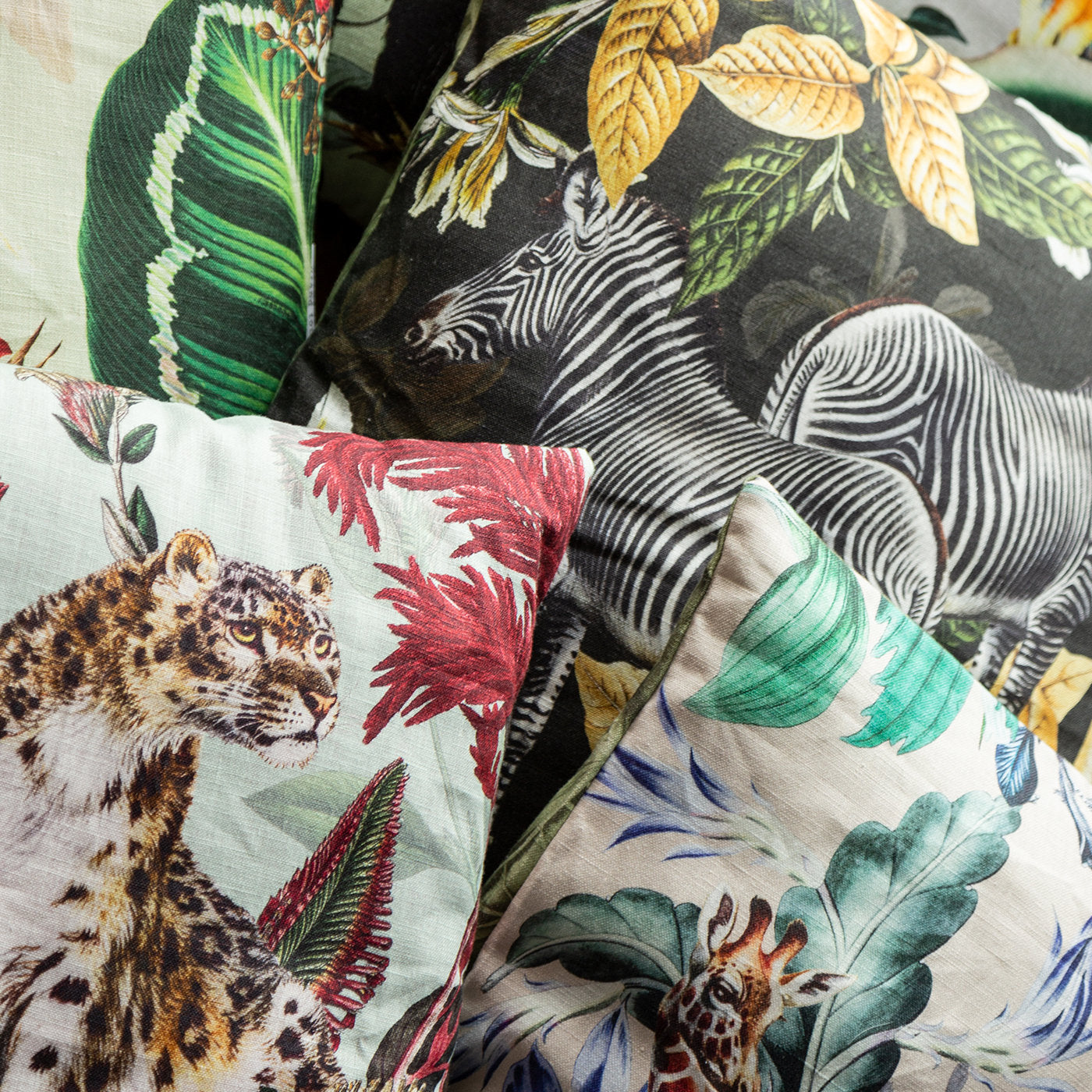 Animalia Linen Cushion With Zebras And Yellow Vegetation - Alternative view 4
