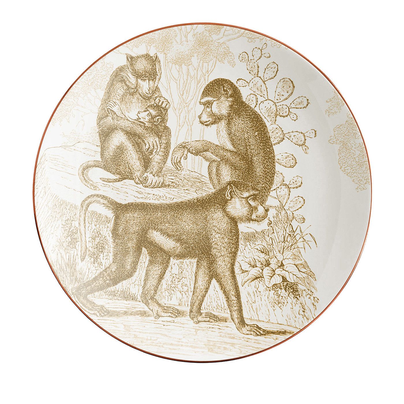 Galtaji Set Of 2 Porcelain Bread Plates With Monkeys #5 - Main view