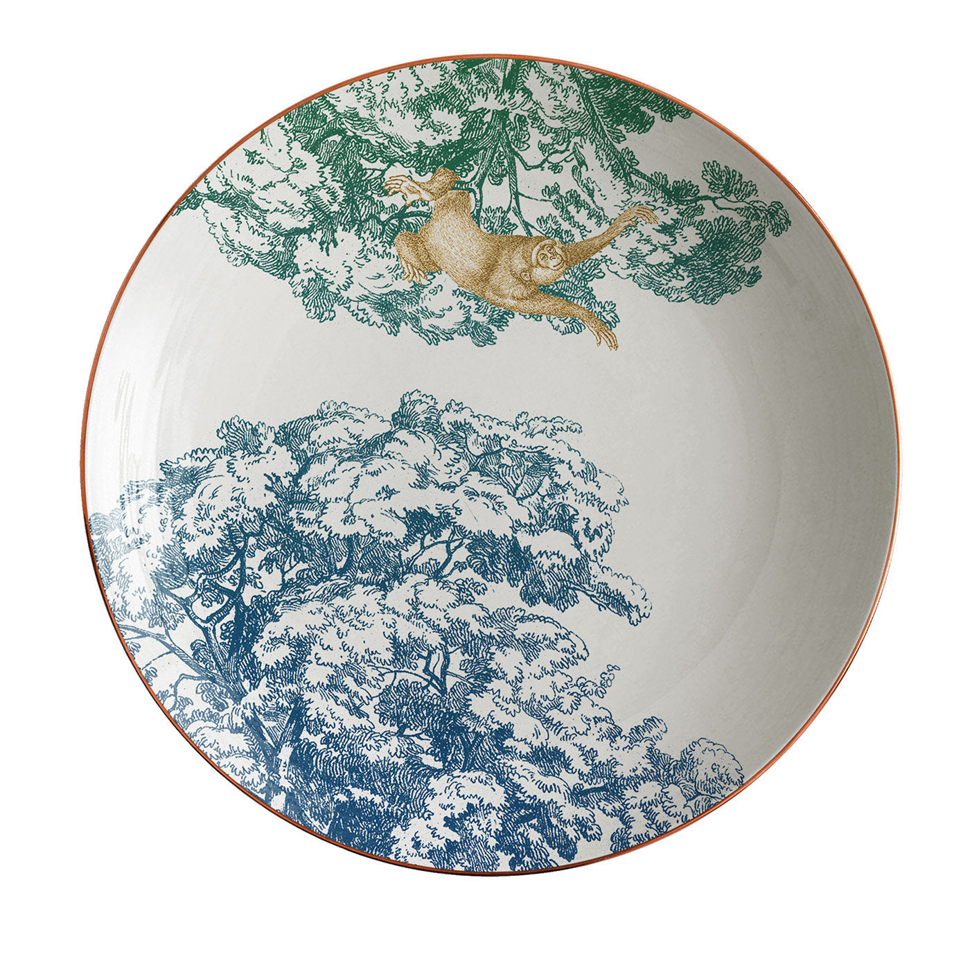 Galtaji Plato hondo de porcelana con árboles y monos #4 - Vista principal