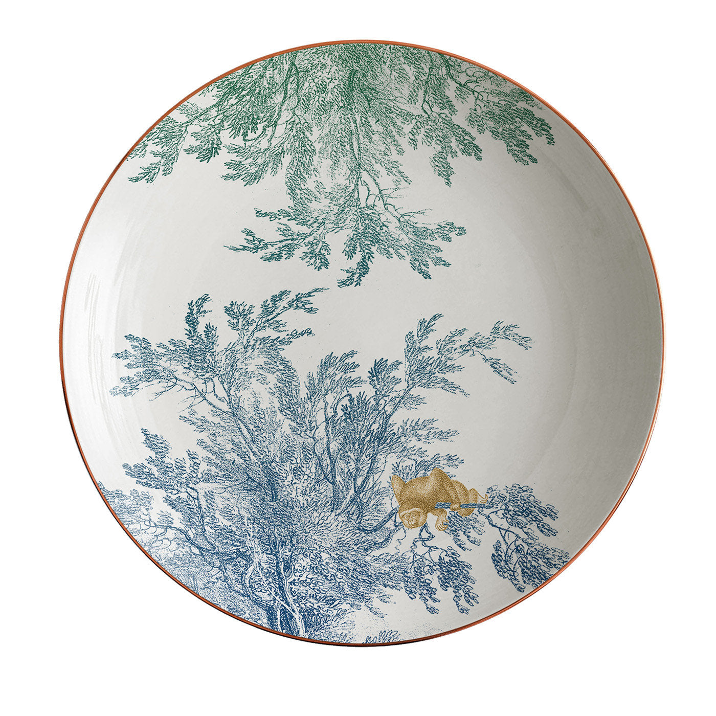 Galtaji Porcelain Soup Plate With Trees And Monkeys #6 - Main view