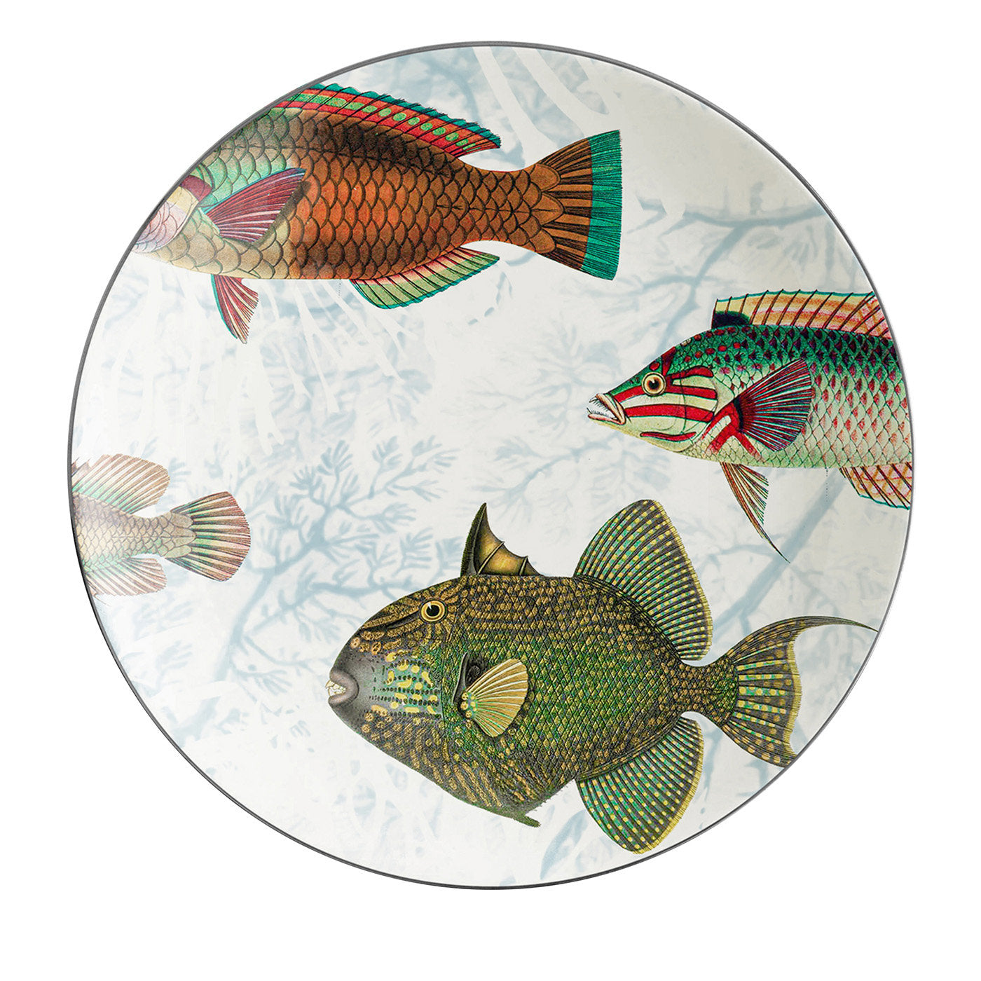 Amami Satz von 2 Porzellan Brotteller mit tropischen Fischen #3 - Hauptansicht