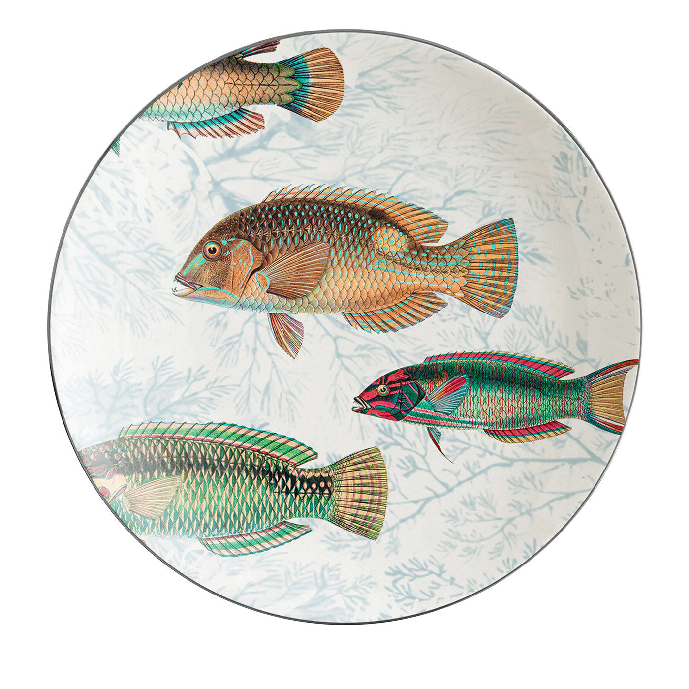 Amami Set Of 2 Porcelain Bread Plates With Tropical Fish #5 - Main view