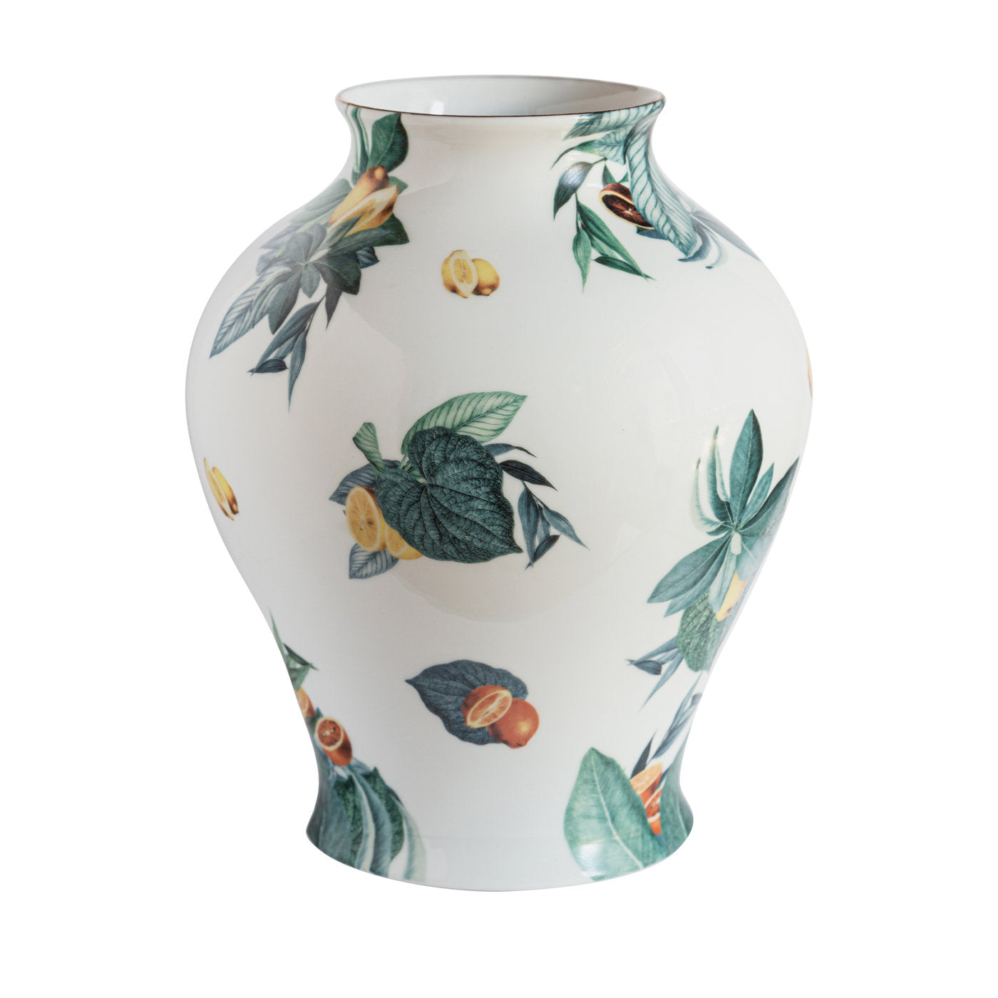 Amalfi Amphora Porzellan Vase mit Blättern und Zitrusfrüchten H32Cm - Hauptansicht