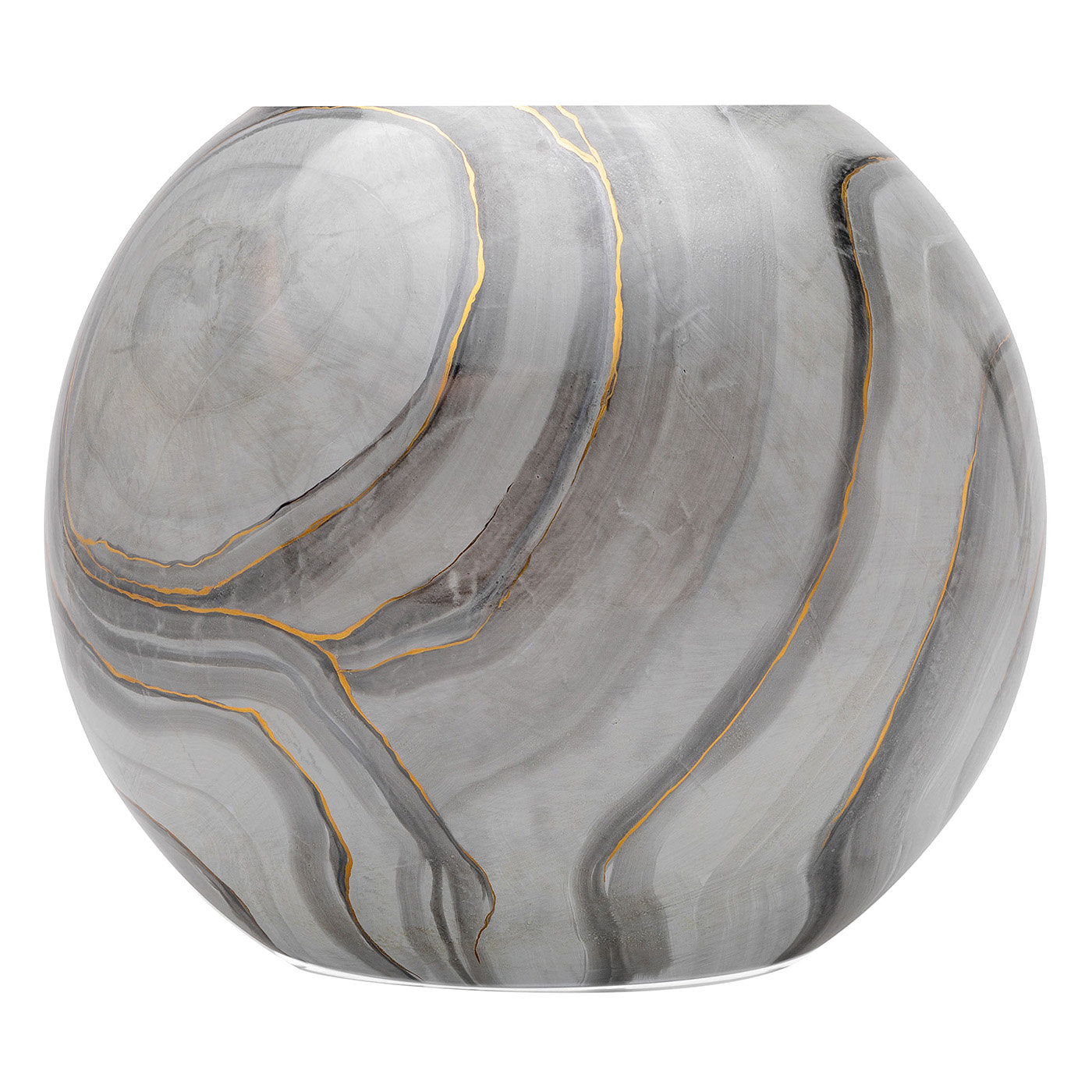 Marmorgraue runde Vase mit Gold - Hauptansicht