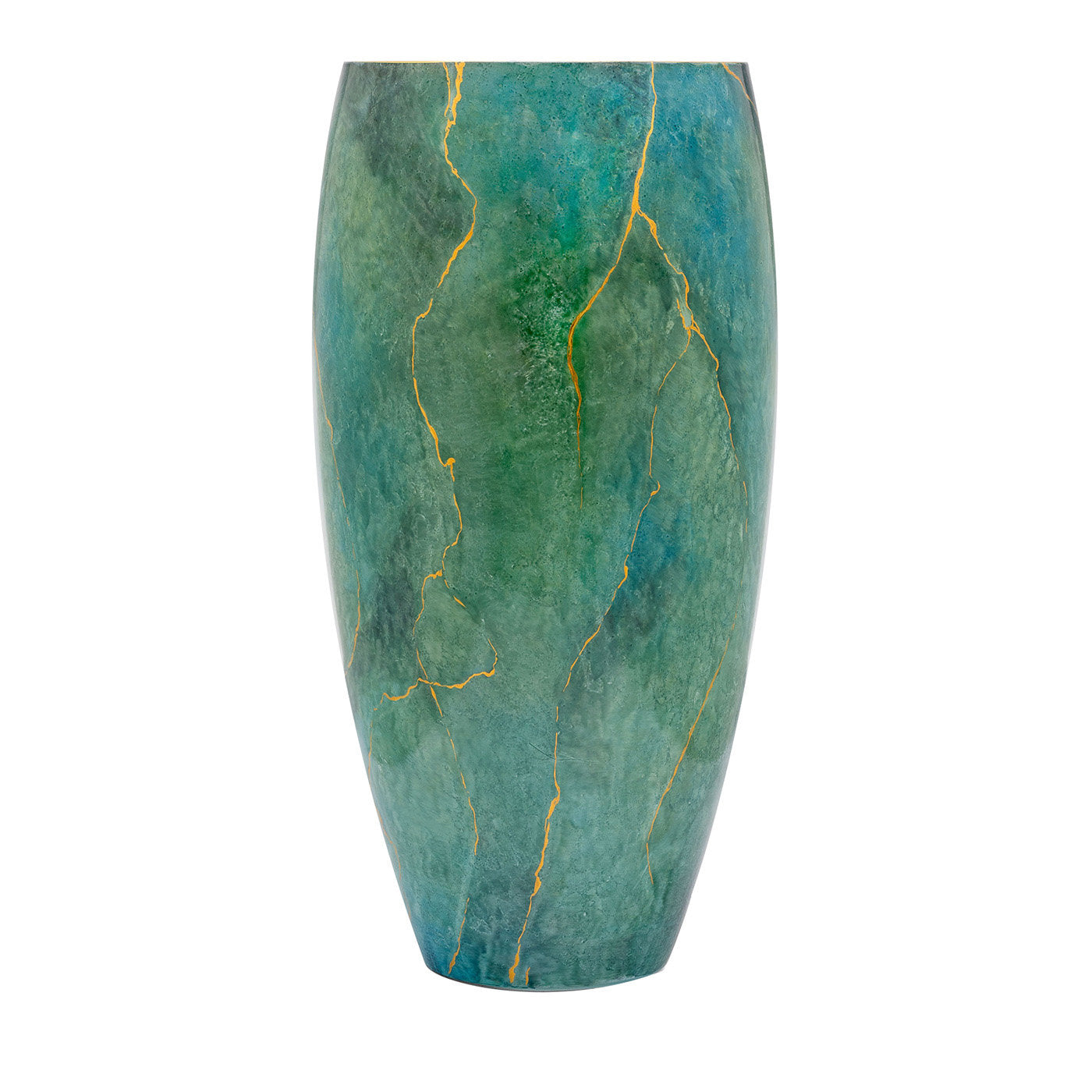 Marmo Tall Green Vase with Gold - Main view