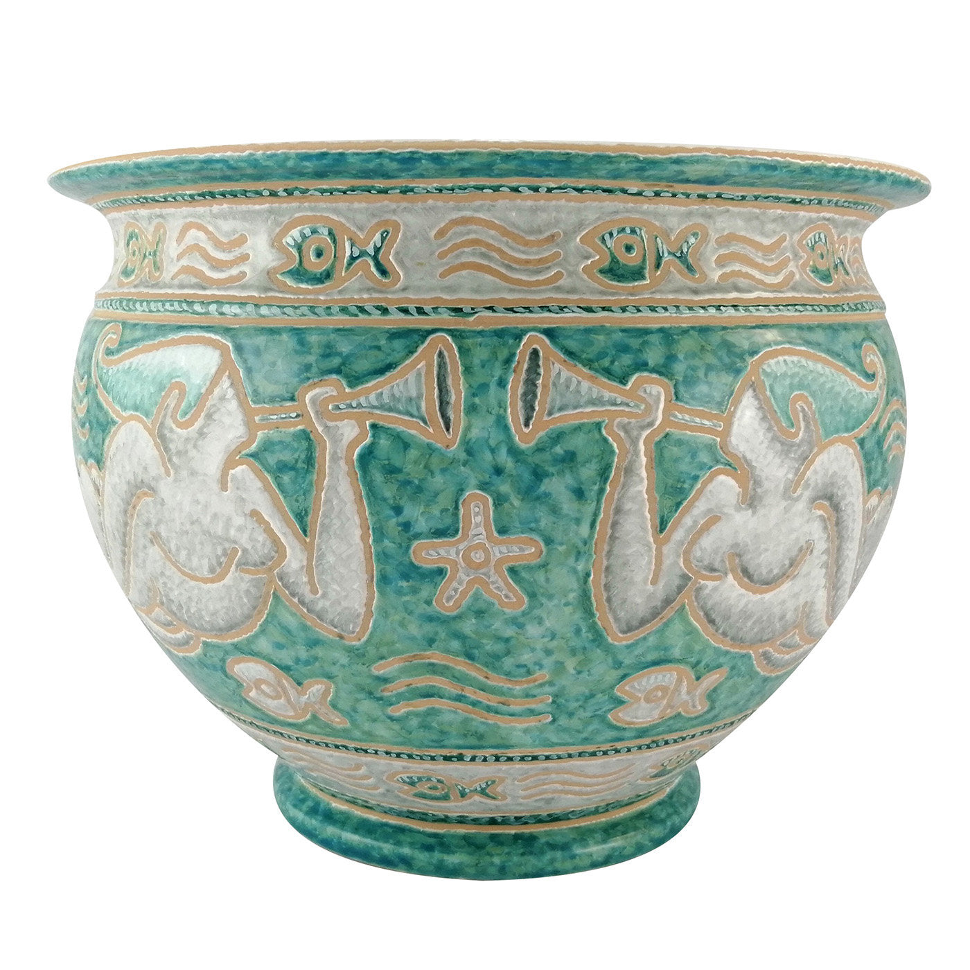 Marine-Inspired Turquoise Amphora Vase - Main view
