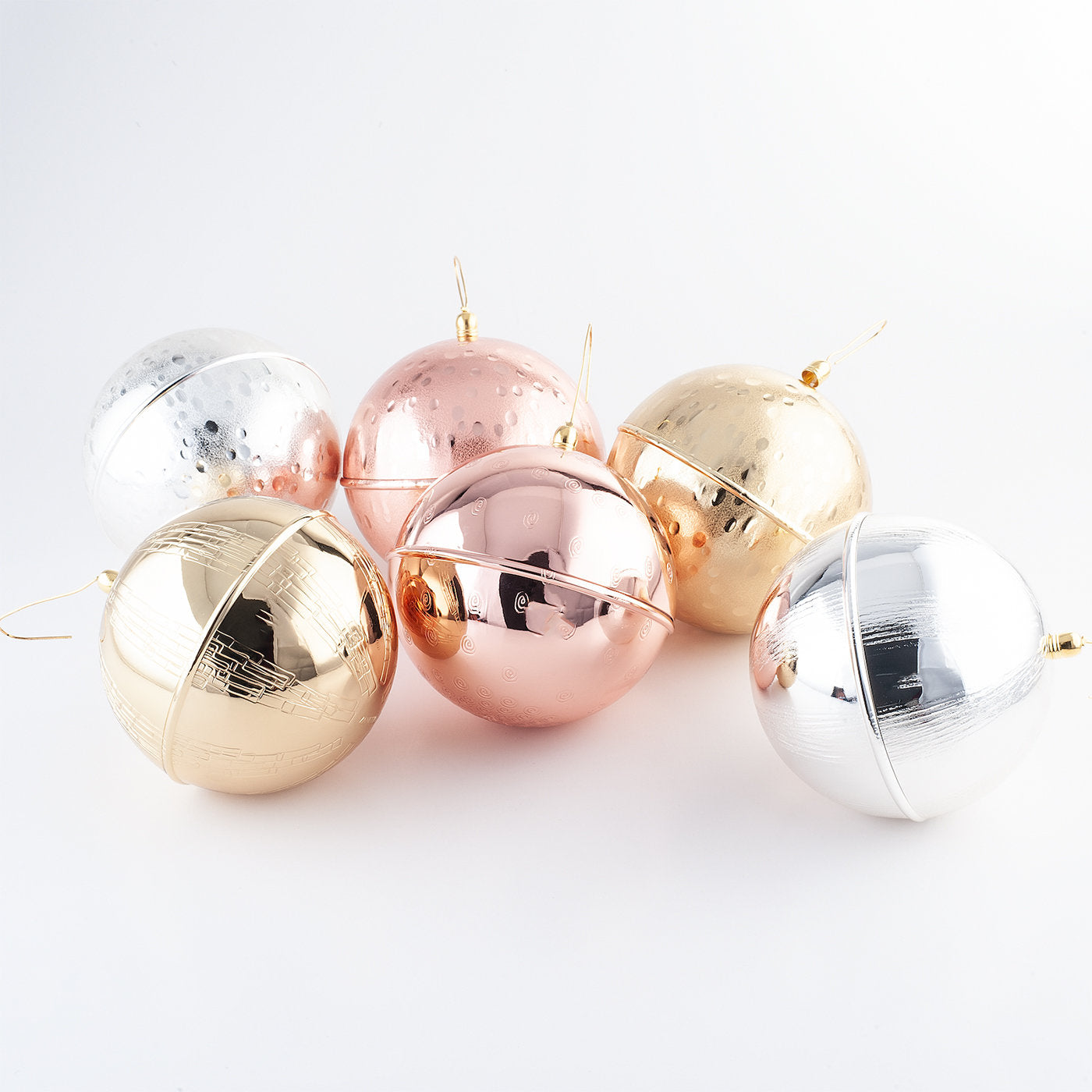Set de 2 bolas de Navidad con dibujos dorados - Vista alternativa 1