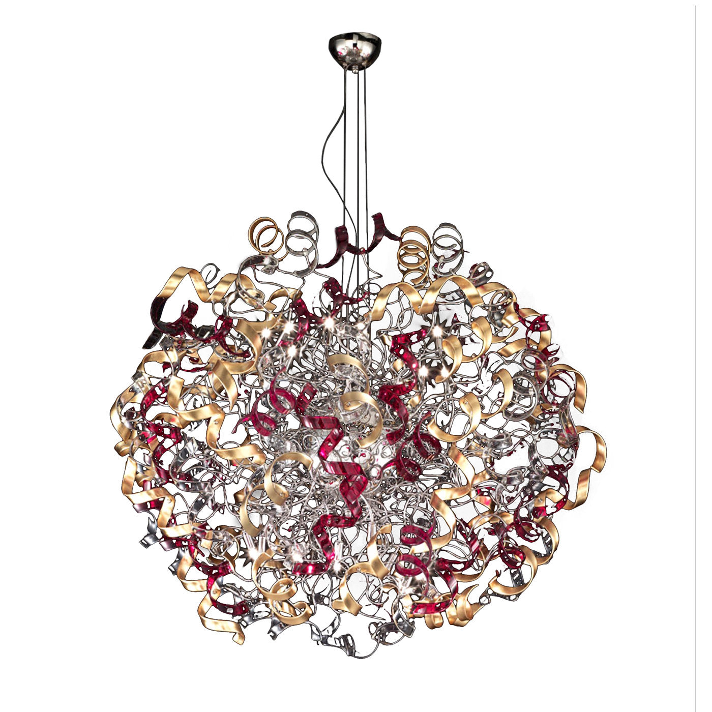 Astro Gold and Red Round 18-Light Pendant Lamp - Main view