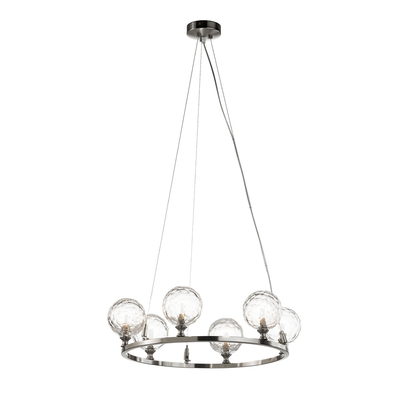 Crystal Ball Níquel Lámpara de araña de 6 luces - Vista principal