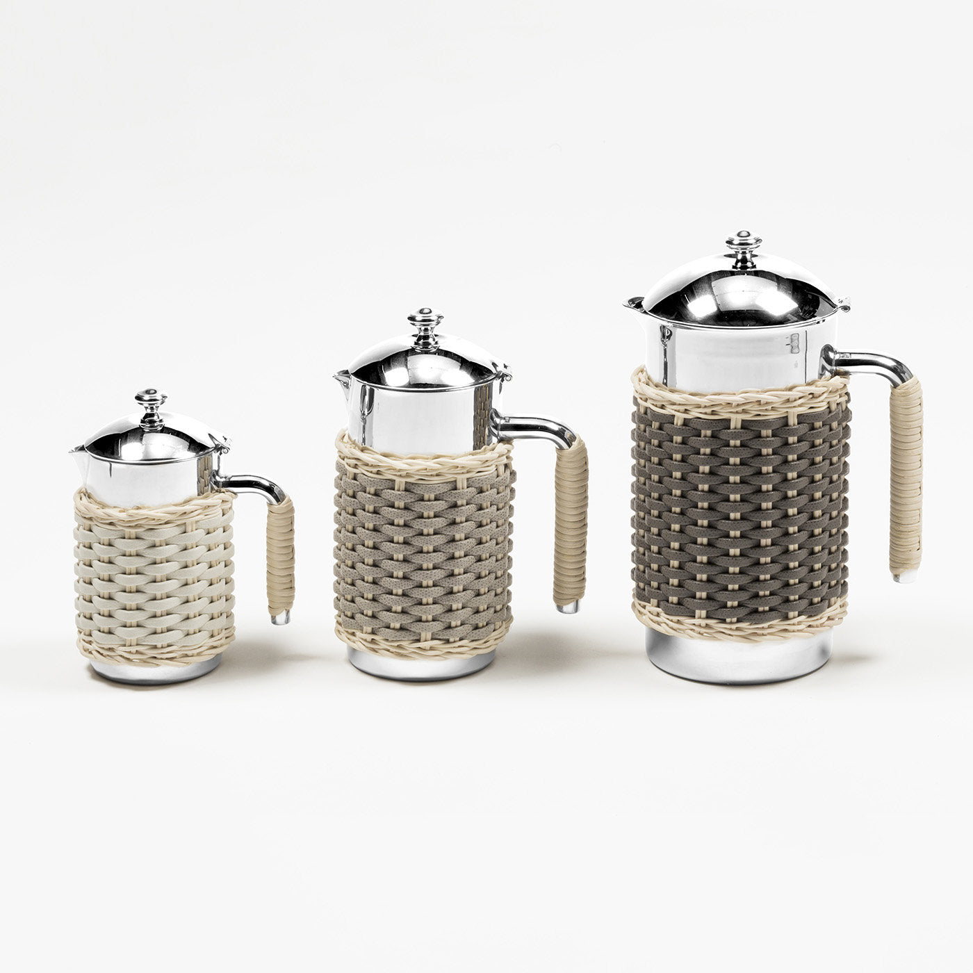 Rennes Gray Leather & Rattan Thermal Carafe - Alternative view 1