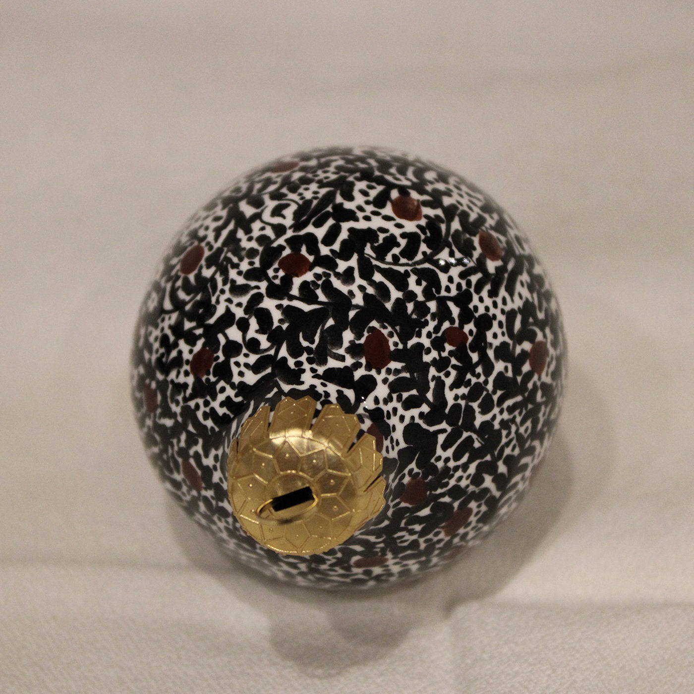 Black Dotted Floral Teardrop Christmas Ball Ornament  - Alternative view 1