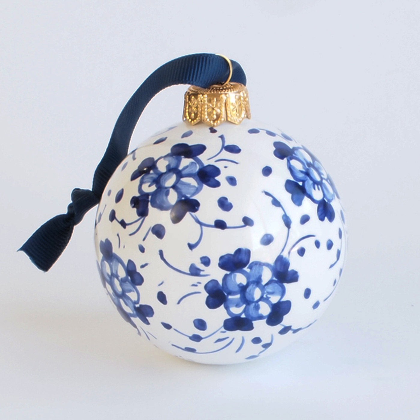 Blue Floral Christmas Ball Ornament #1 - Alternative view 1