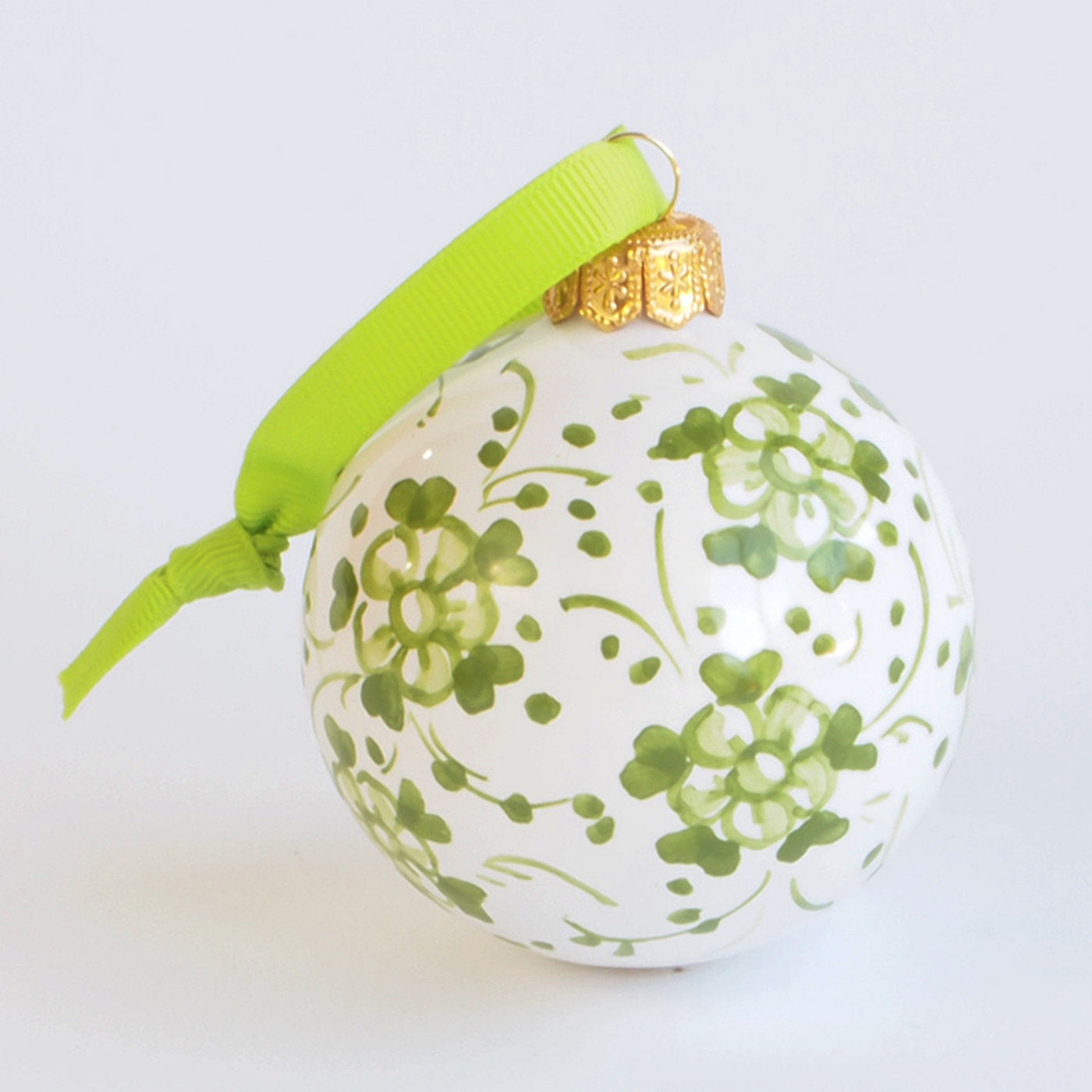 Green Floral Christmas Ball Ornament - Alternative view 1