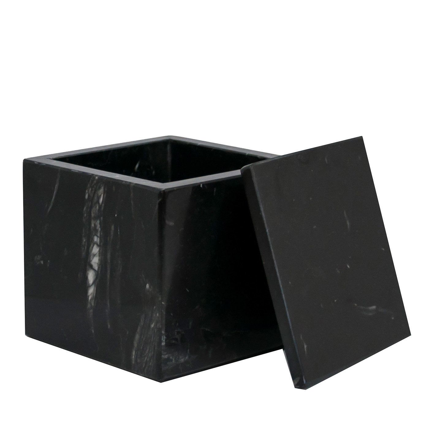 Caja Cúbica de Mármol Marquina Negro con Tapa - Vista principal