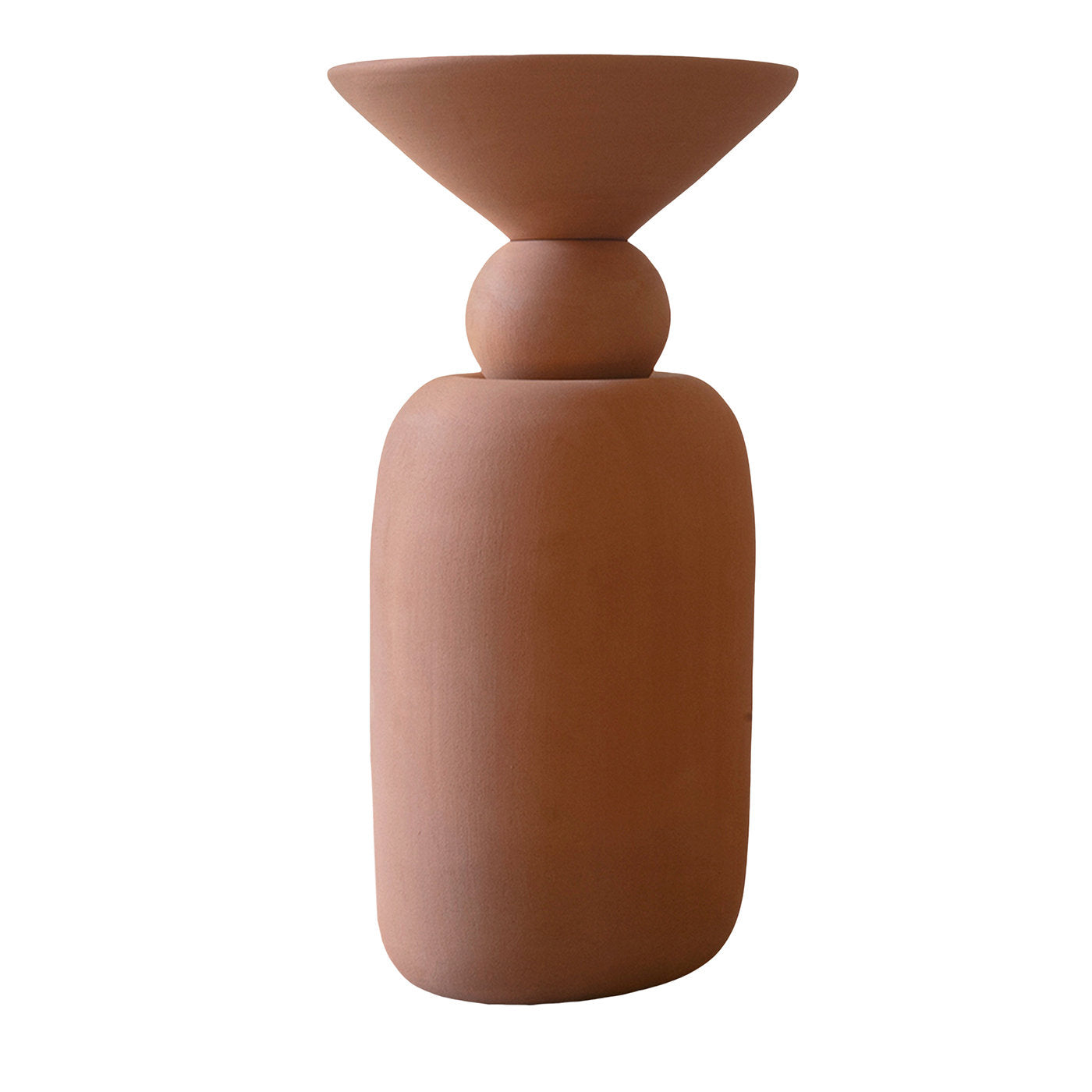Botanica - Grand vase en terre cuite avec couvercle en forme de cône  - Vue principale