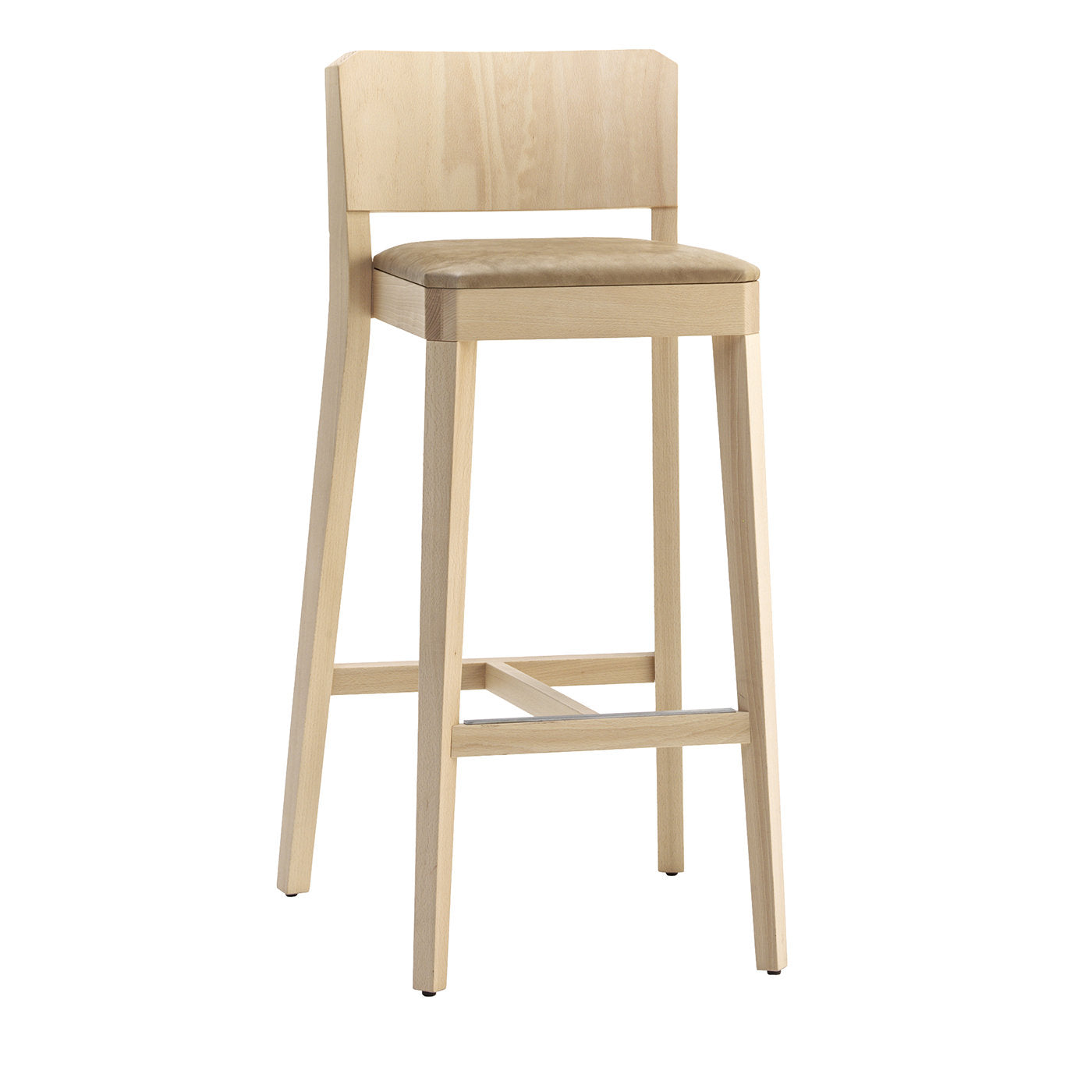 Stealth Ivory Leather Barstool - Main view