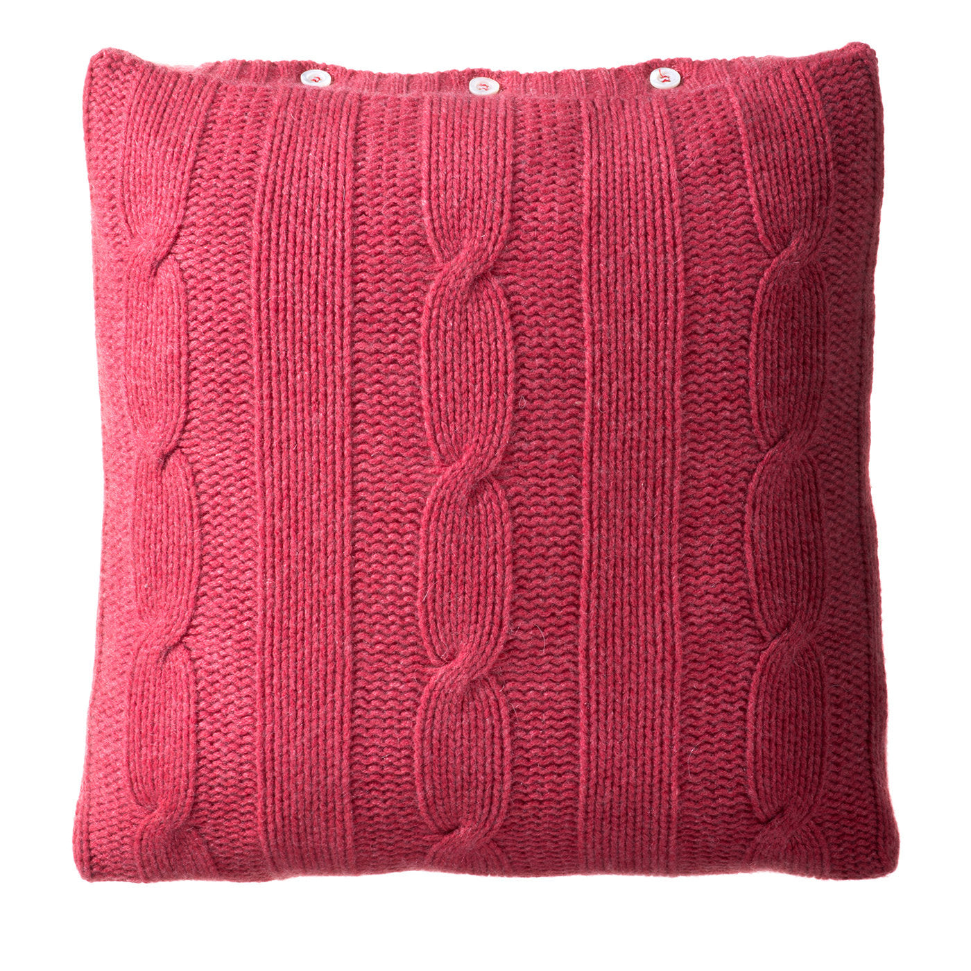 Coral Cable-Knit Square Cushion - Main view