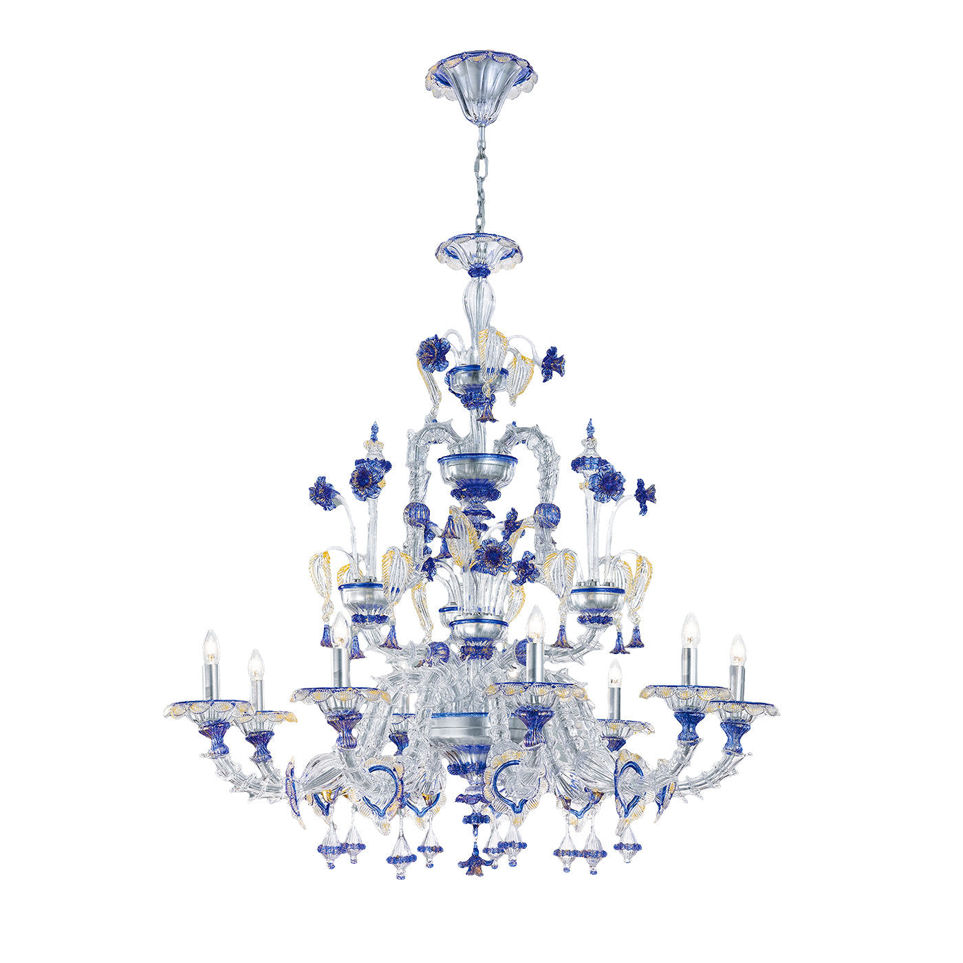 Rezzonico Blue and Crystal 9-Light Chandelier - Main view