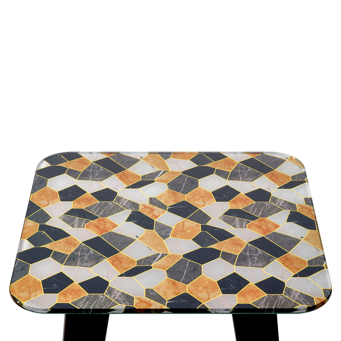 Owen Tall Square Side Table with Orange and Black Top - Alternative view 2