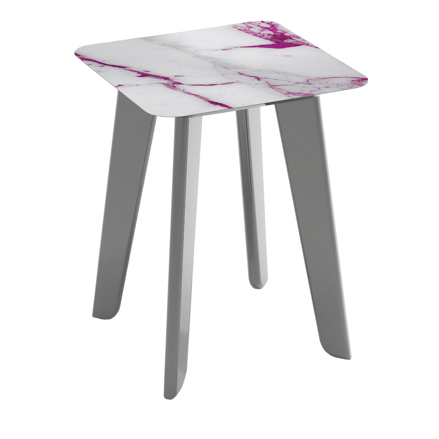 Owen Tall Square Side Table with Pink and White Top - Main view
