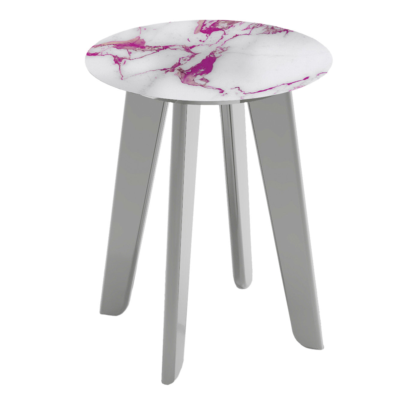Owen Tall Round Side Table with White and Pink Top - Main view