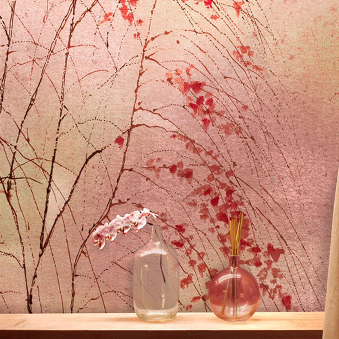 Albero Rosa Hand Painted Wallpaper - Alternative view 2