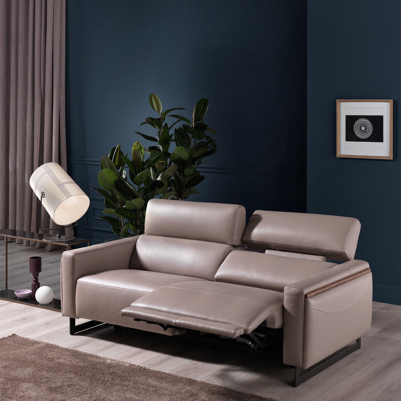 Nazaro Beige Leather 2-Seater Sofa - Alternative view 2