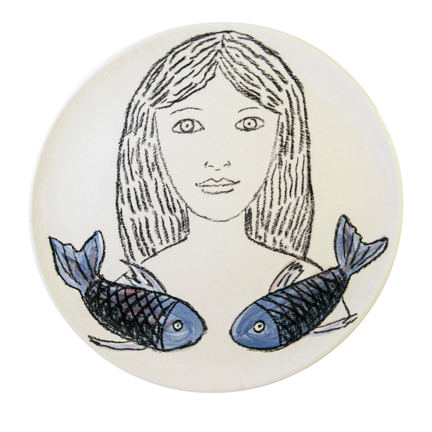 Woman with Fish Decorative Plate - Main view