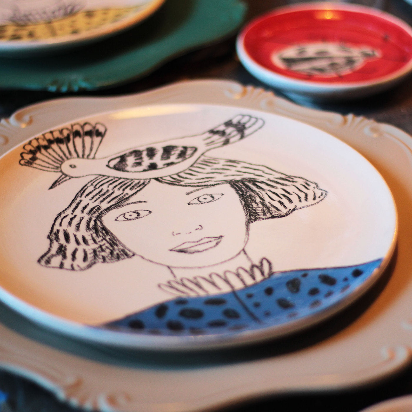 Woman with Hoopoe Decorative Plate - Alternative view 2