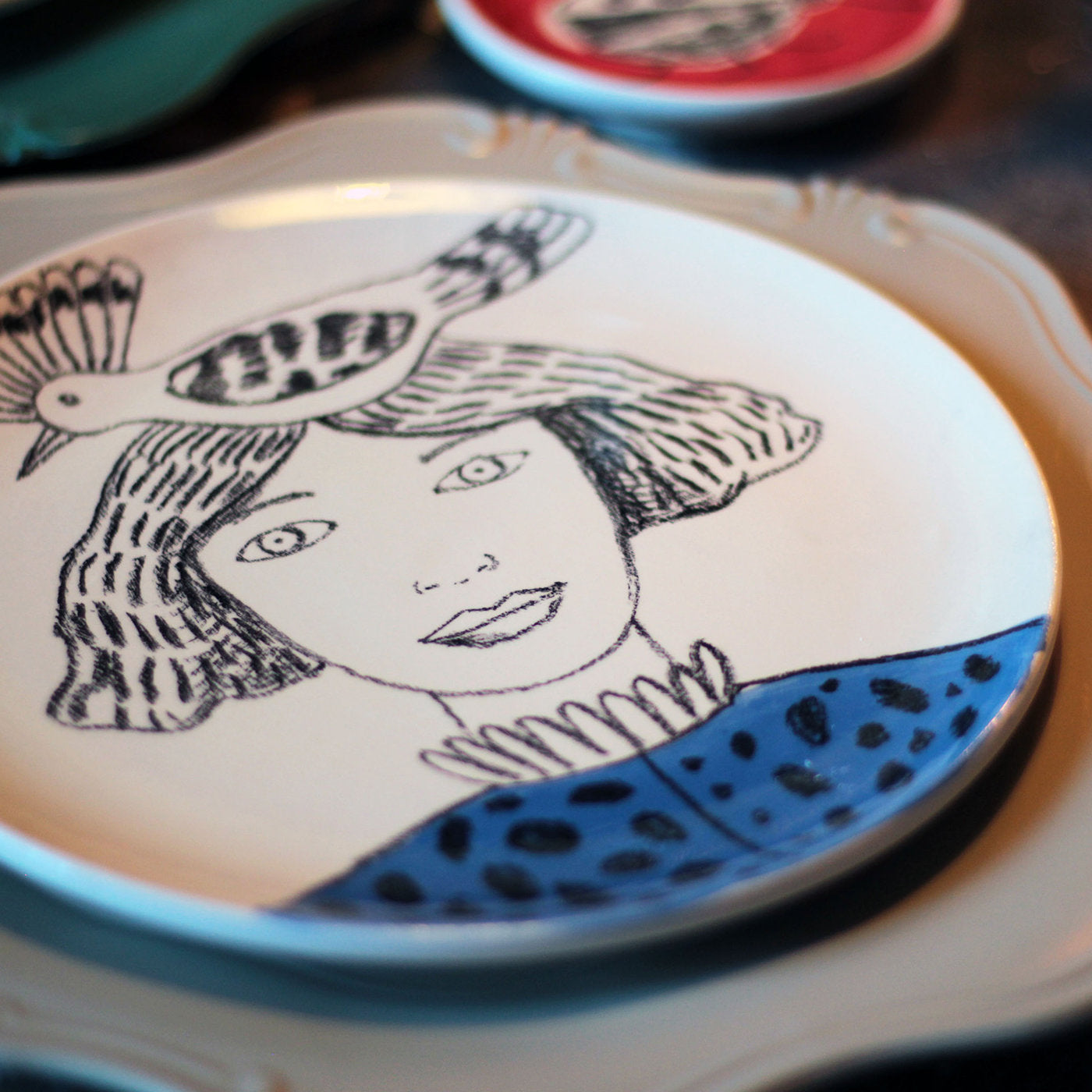 Woman with Hoopoe Decorative Plate - Alternative view 4