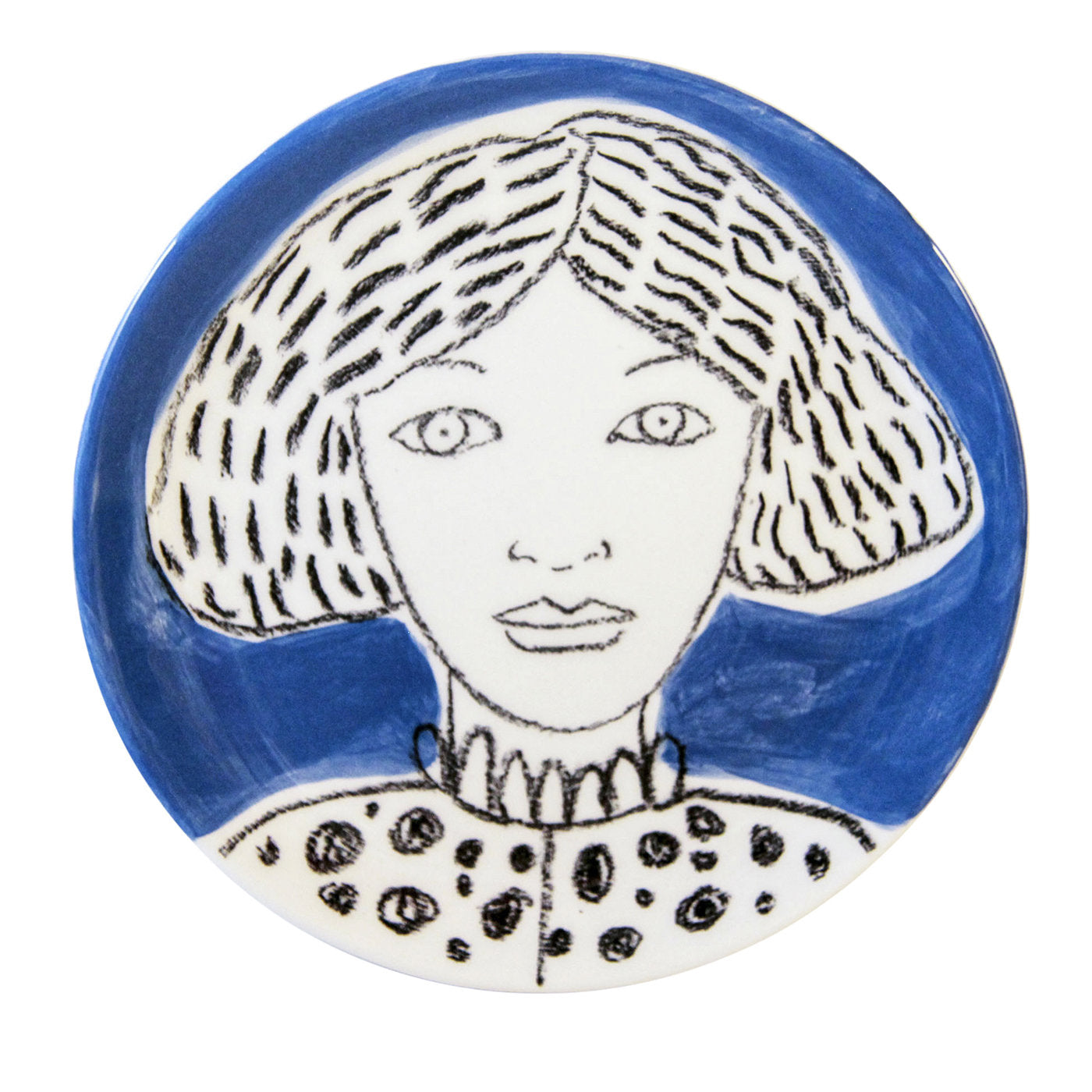 Woman Cobalt Decorative Plate - Main view