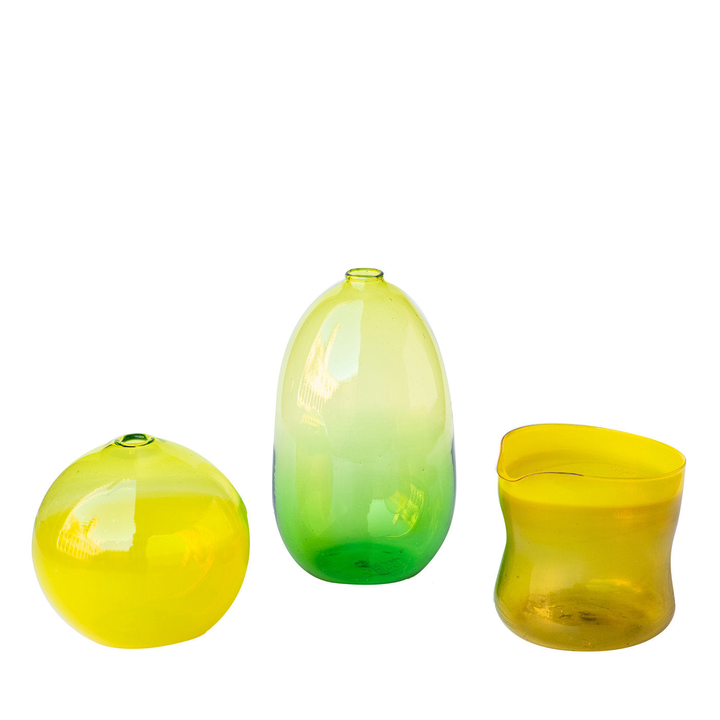Satz von 3 gelb/grünen kleinen Vasen #1 - Hauptansicht