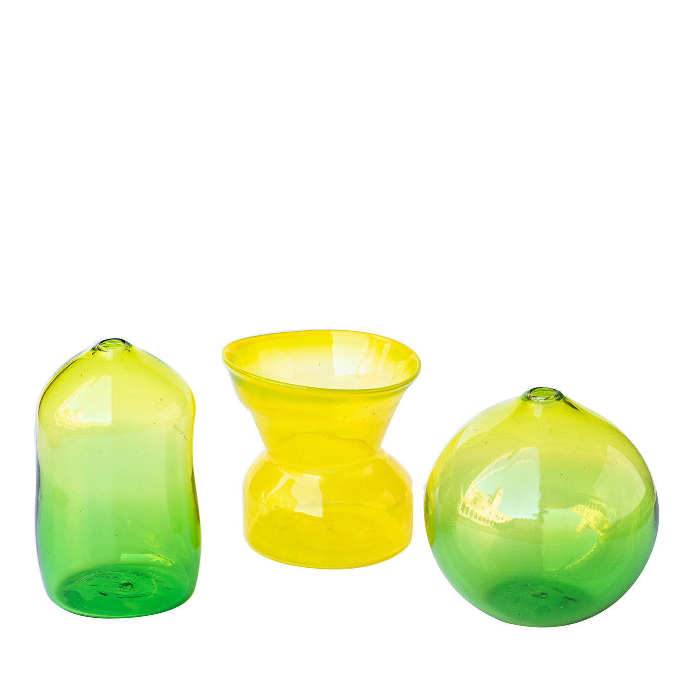 Satz von 3 gelb/grünen kleinen Vasen #2 - Hauptansicht