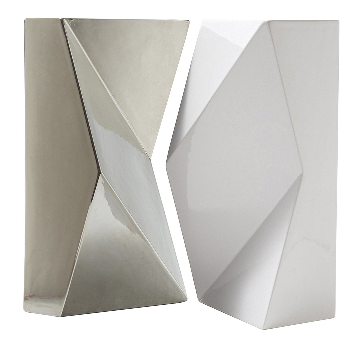 Verso 2er-Set Vasen aus Platin und Weiß von Antonio Saporito - Hauptansicht