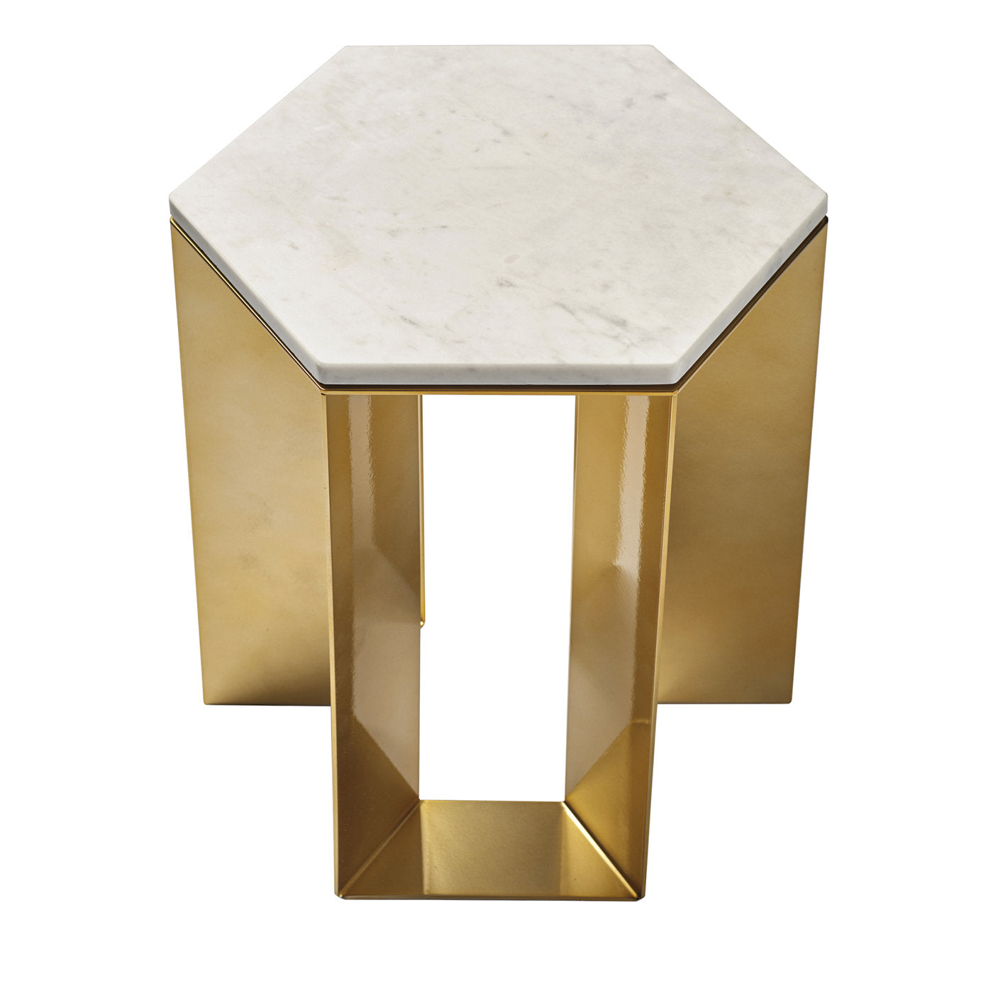 Alato Beistelltisch aus Gold und weißem Marmor von Antonio Saporito - Hauptansicht