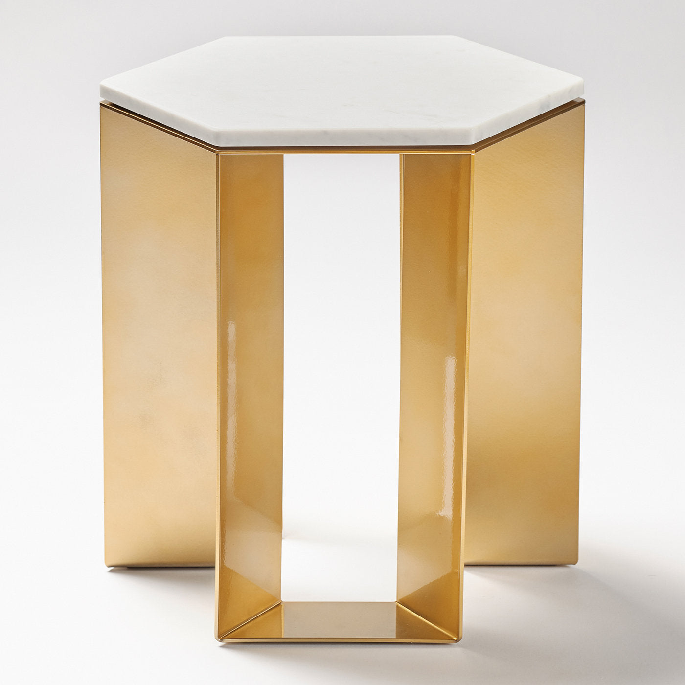 Alato Gold and White Marble Side Table by Antonio Saporito - Alternative view 2