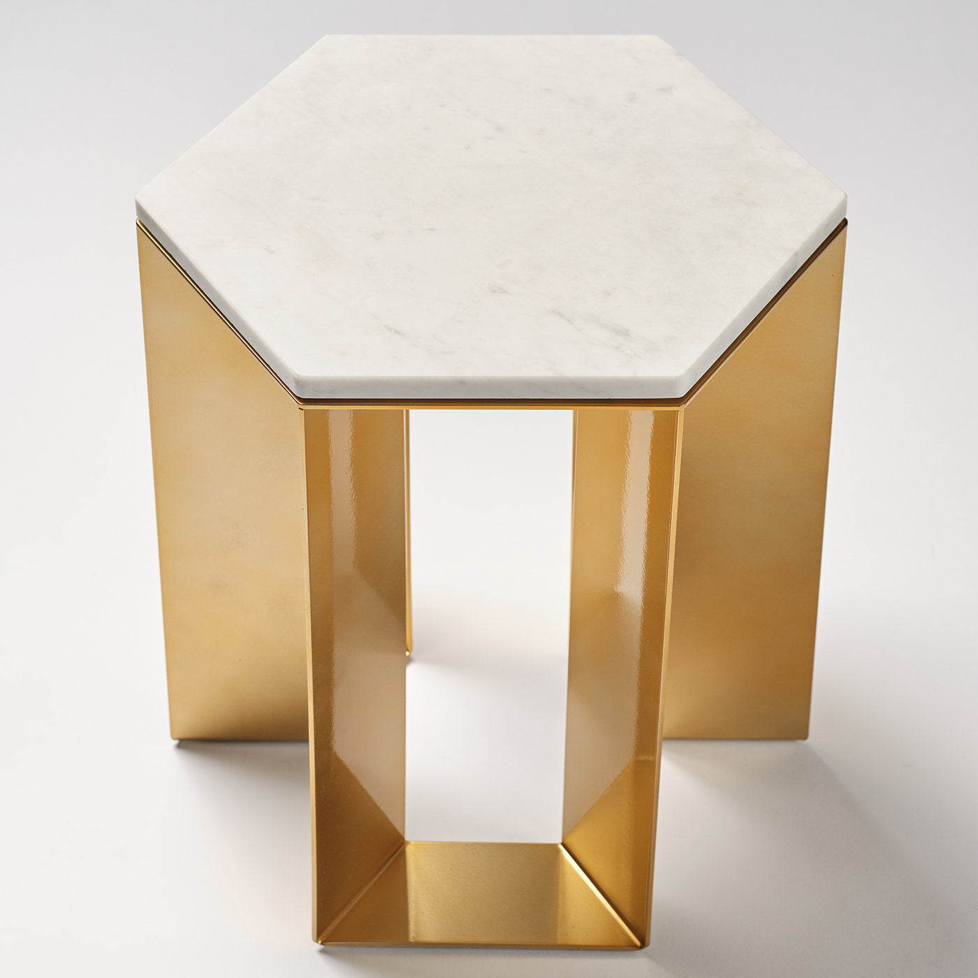 Alato Gold and White Marble Side Table by Antonio Saporito - Alternative view 3