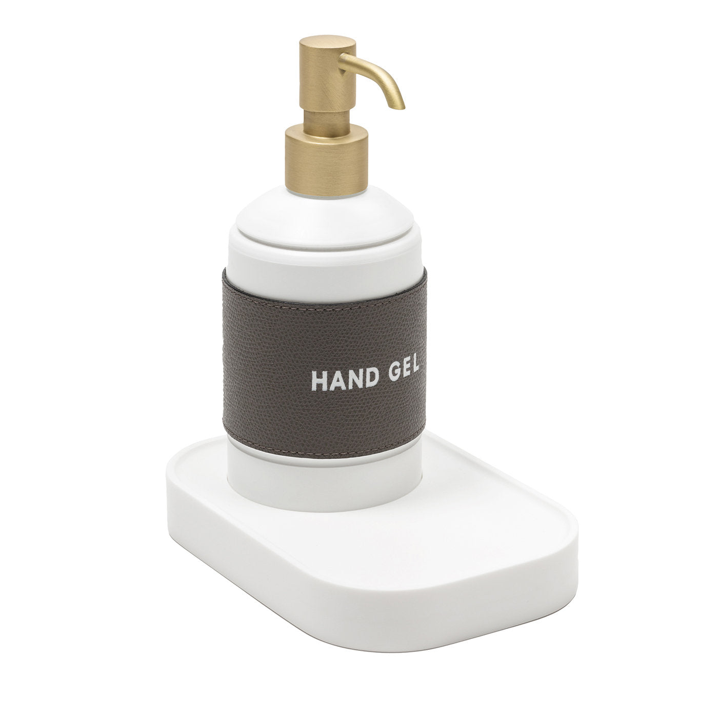 Dispenser manuale di igienizzante per mani in pelle marrone  - Vista principale