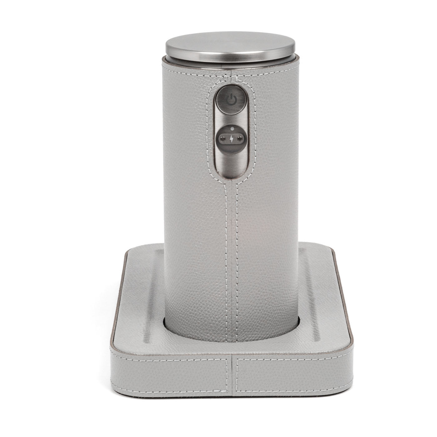 Igea Light Gray Leather Automatic Dispenser with Tray - Alternative view 2
