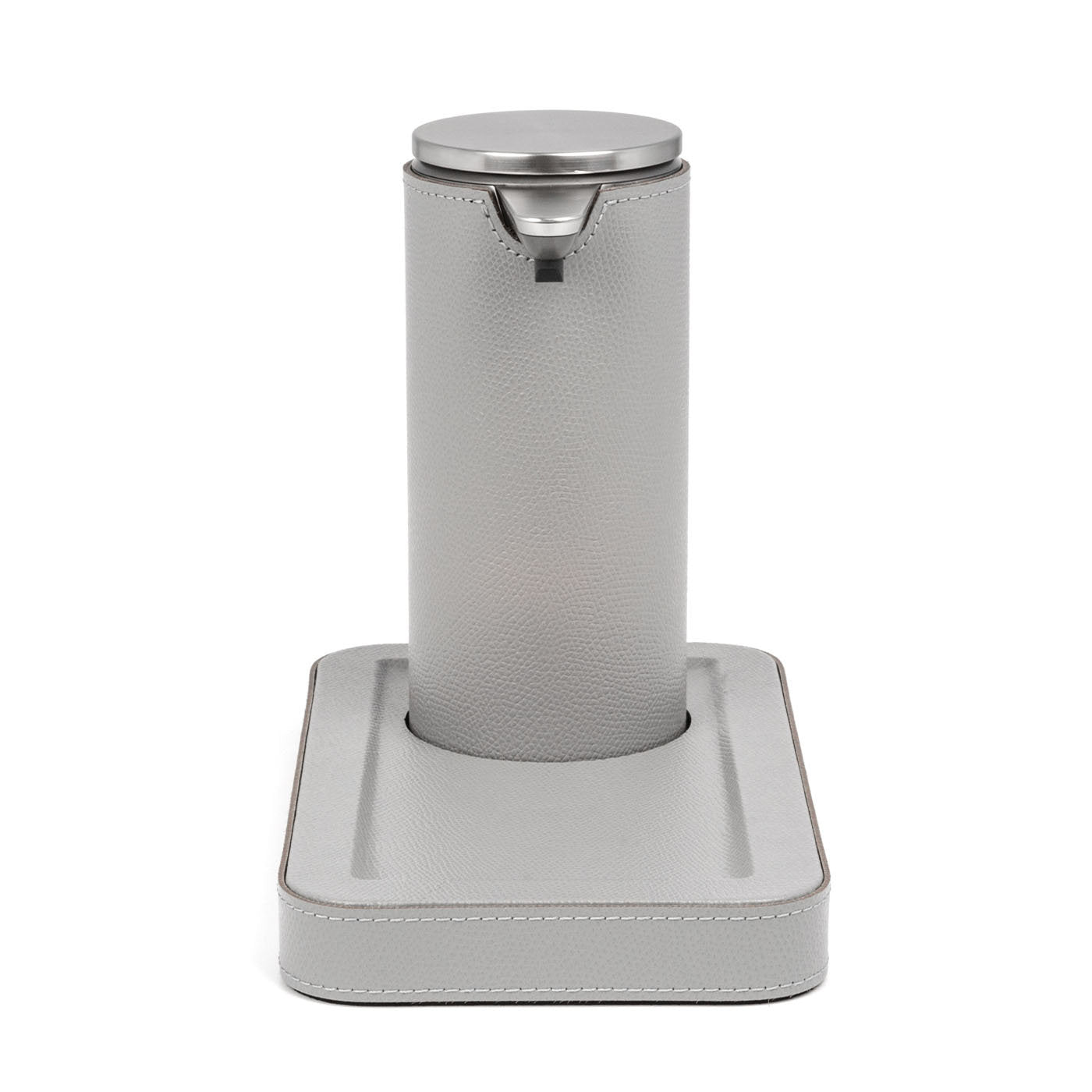 Igea Light Gray Leather Automatic Dispenser with Tray - Alternative view 3