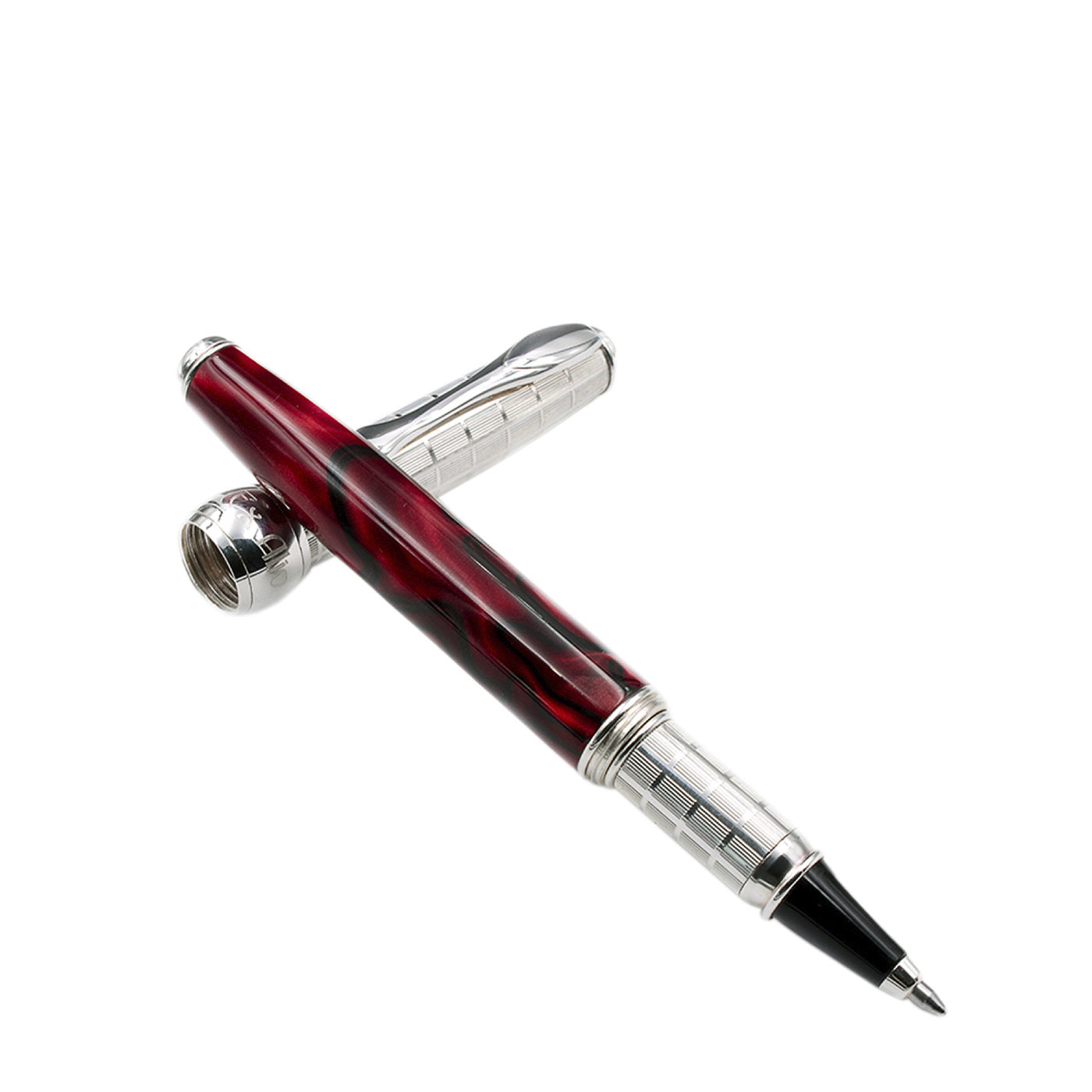 Kugelschreiber aus rotem Harz/Silber - Hauptansicht
