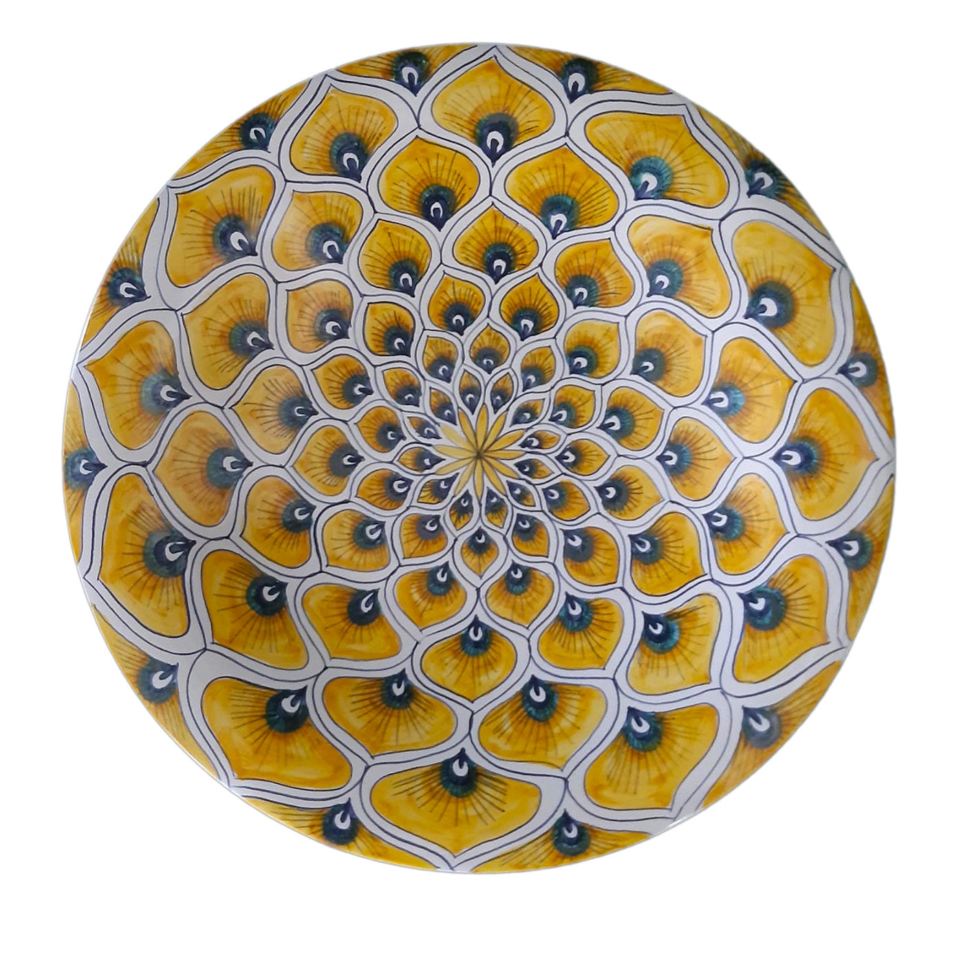 Gelbe Pfauenfeder ⌀ 30 cm Dekorativer Teller - Hauptansicht