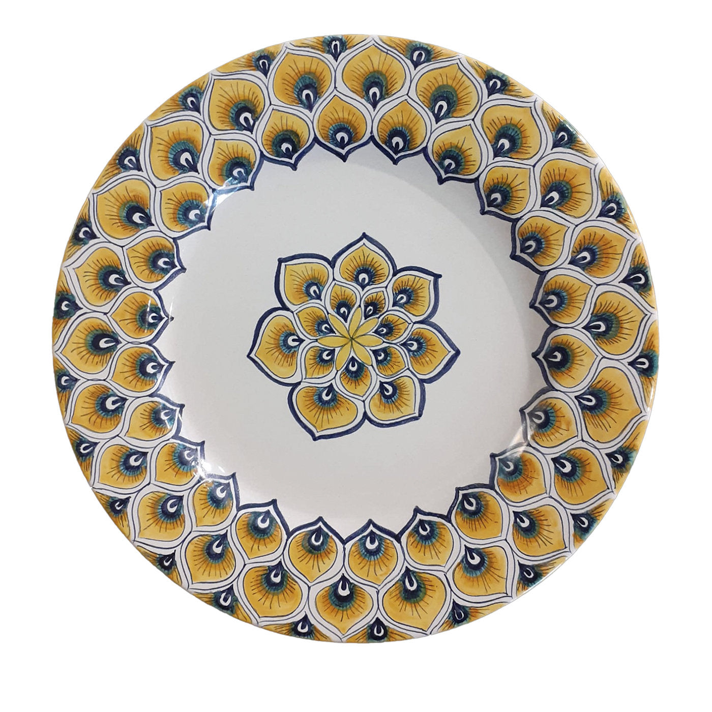 Yellow Peacock Feather Dinner Plate - Main view