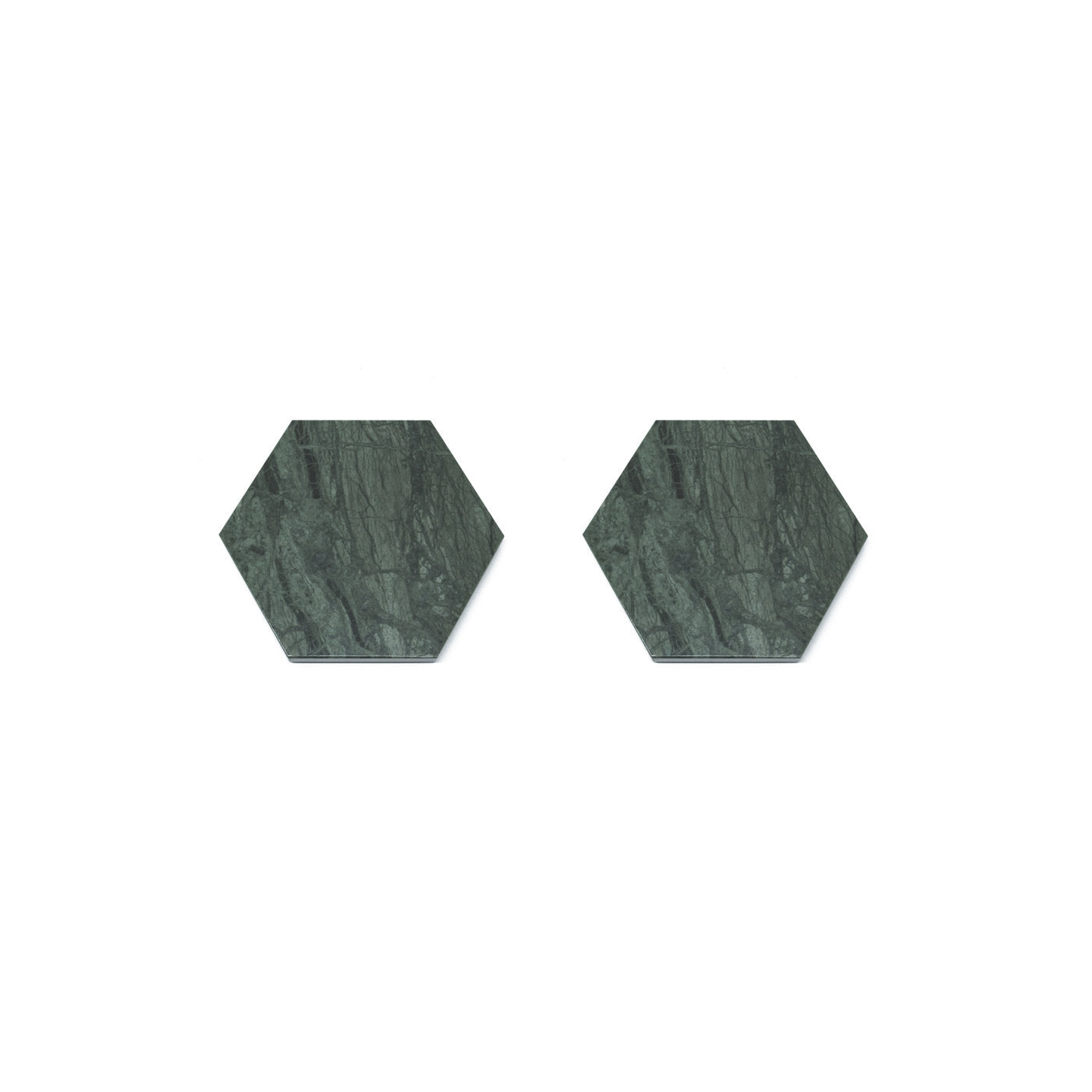 Set of 4 Hexagonal Coasters in Green Marble - Alternative view 1