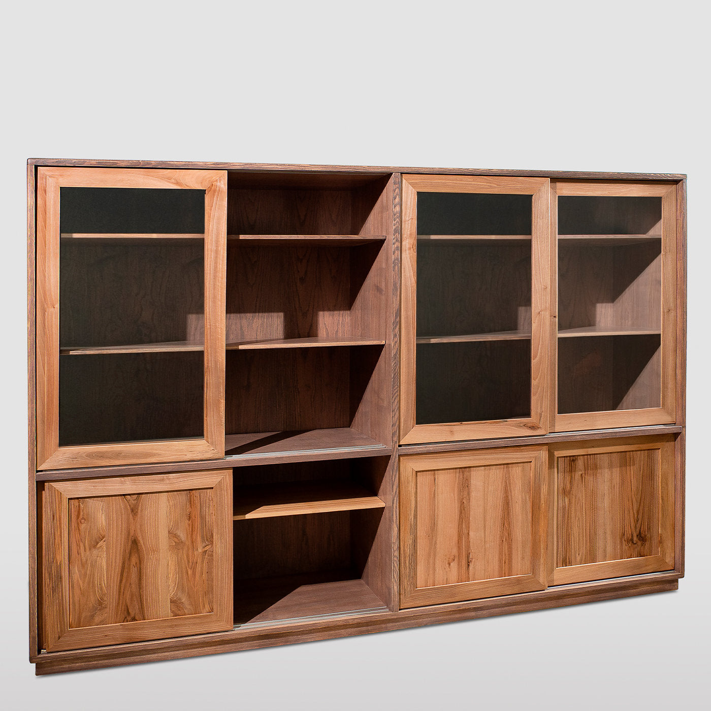 Nordic-Style Modular Bookcase with Sliding Doors - Alternative view 1